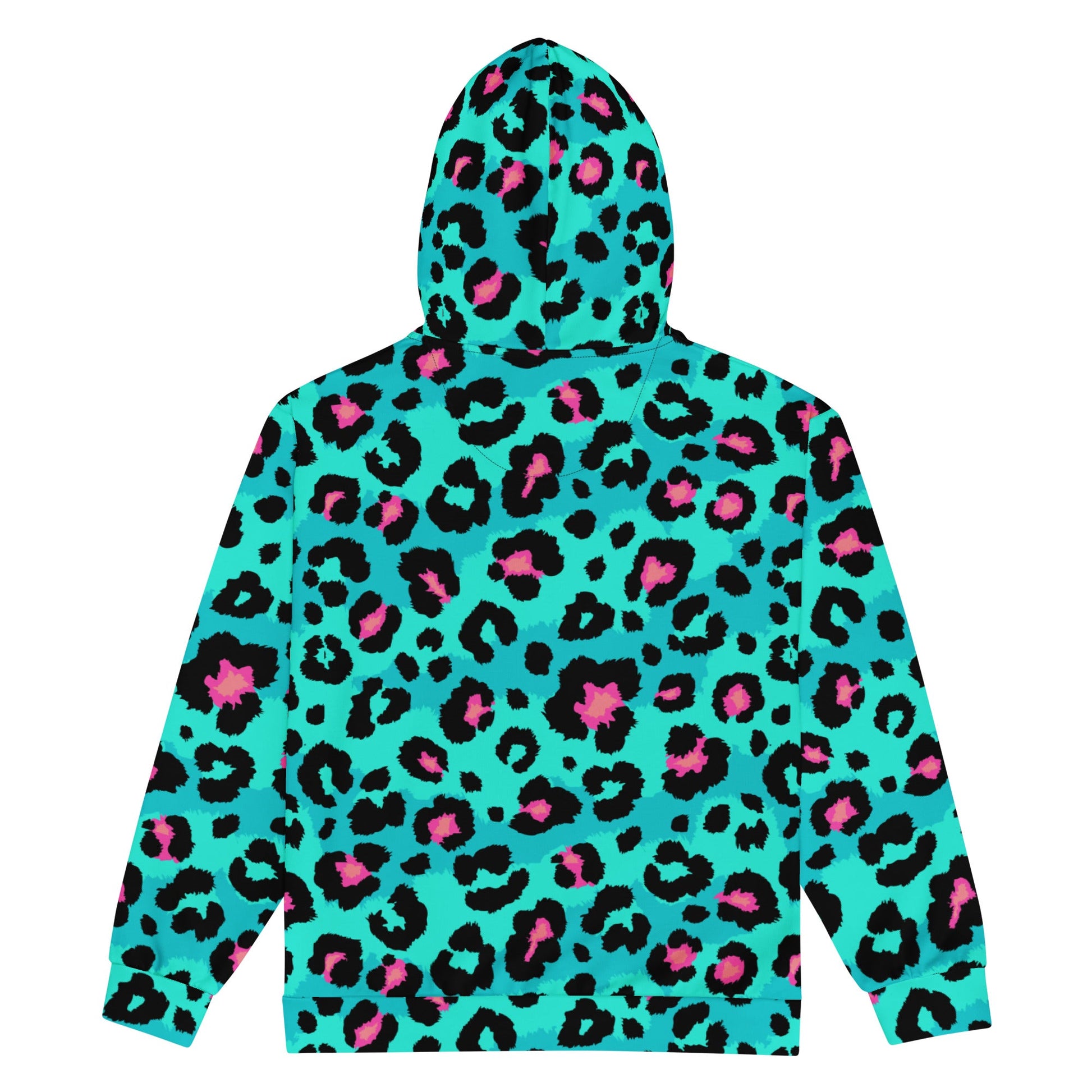 Leopard Print Zip-Up Hoodie | Black, Turquoise & Candy Pink | Camo Colors