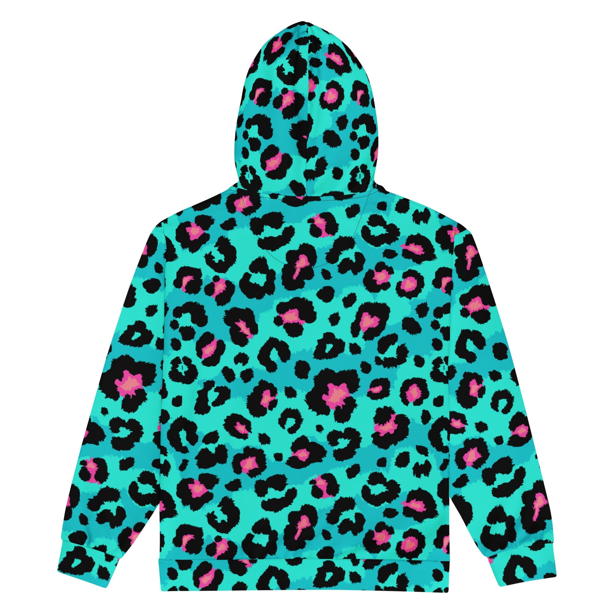 Leopard Print Zip-Up Hoodie | Black, Turquoise & Candy Pink | Camo Colors