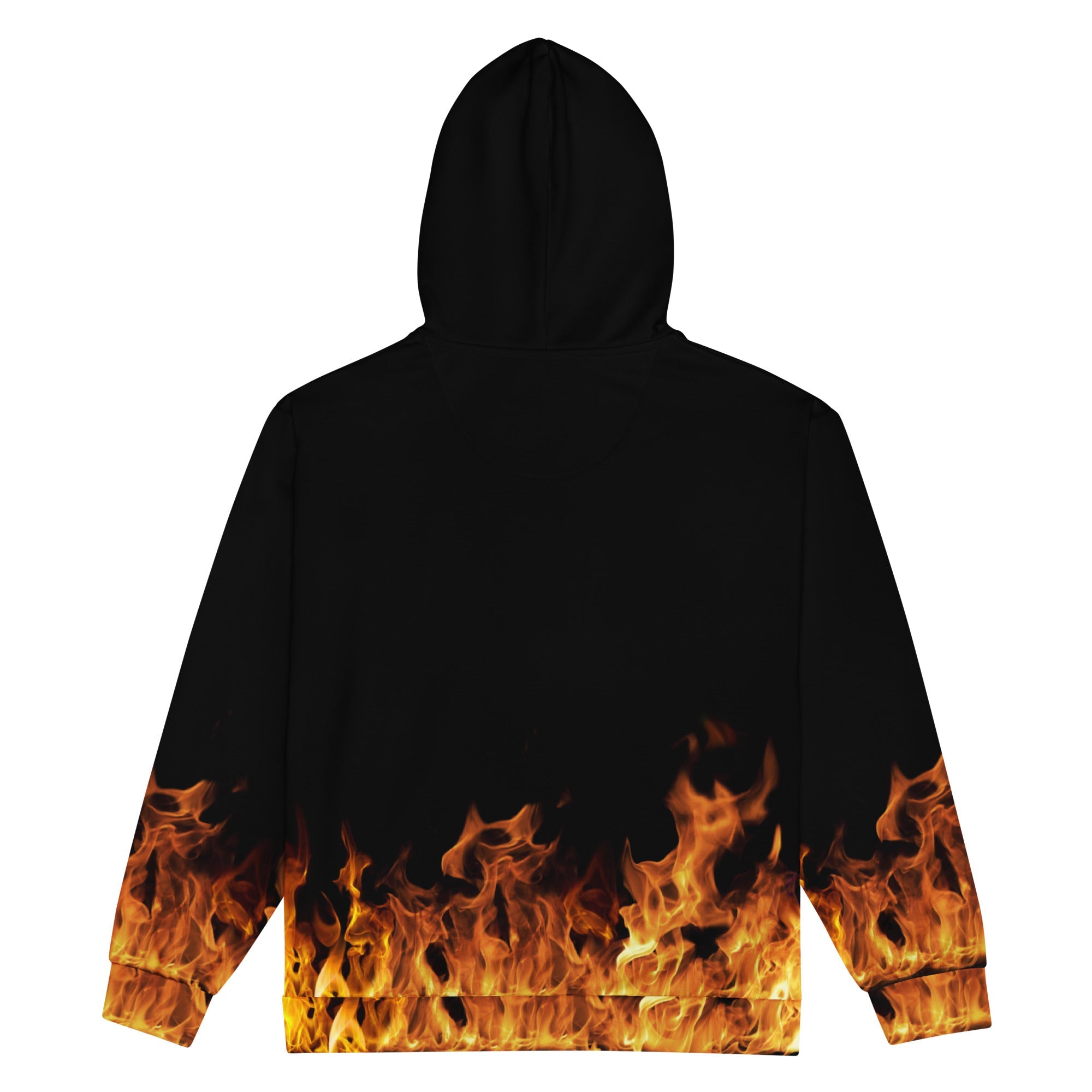 Blazing Flames Zip Hoodie | Black Background | Camo Colors