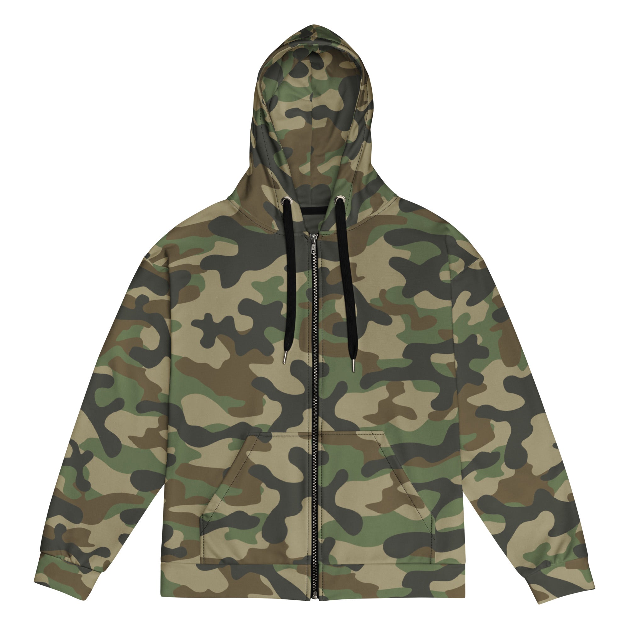 Zip Up Camo Hoodie | Unisex | Military Brown Camouflage style Camo Colors