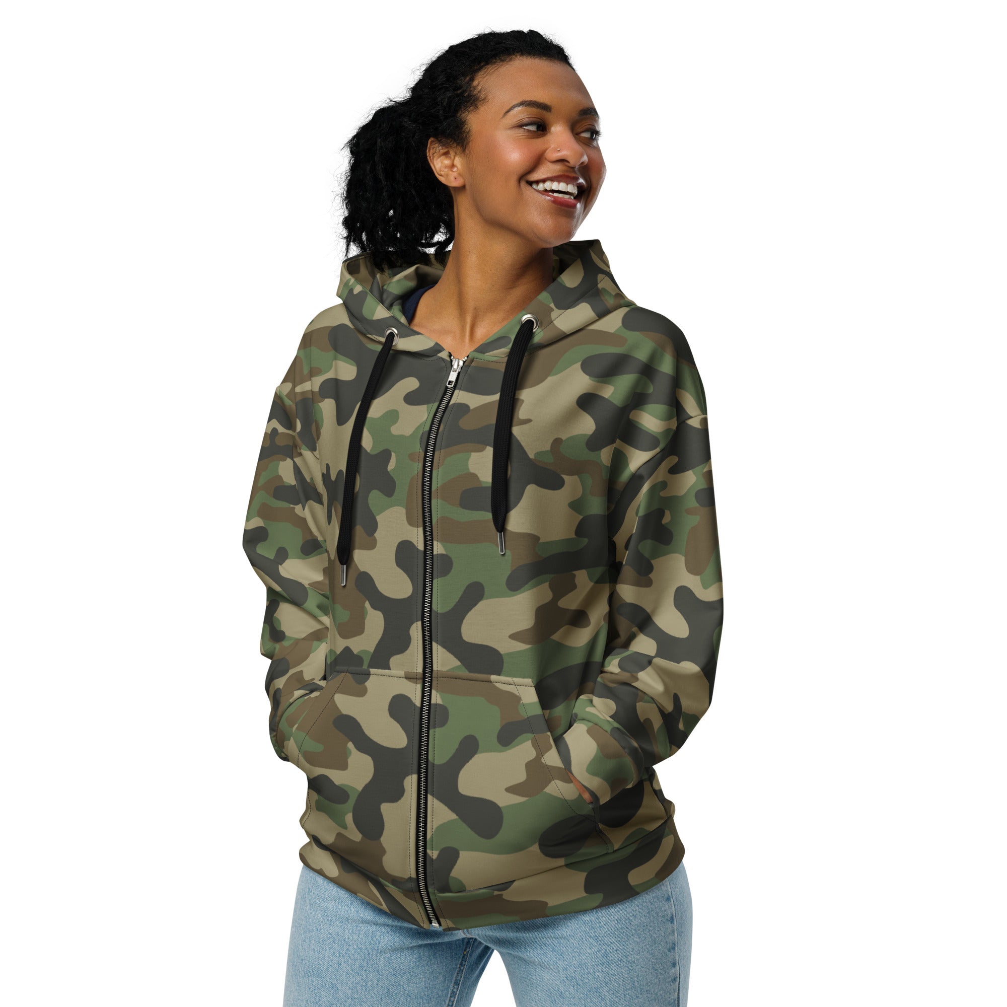 Zip Up Camo Hoodie | Unisex | Military Brown Camouflage style Camo Colors