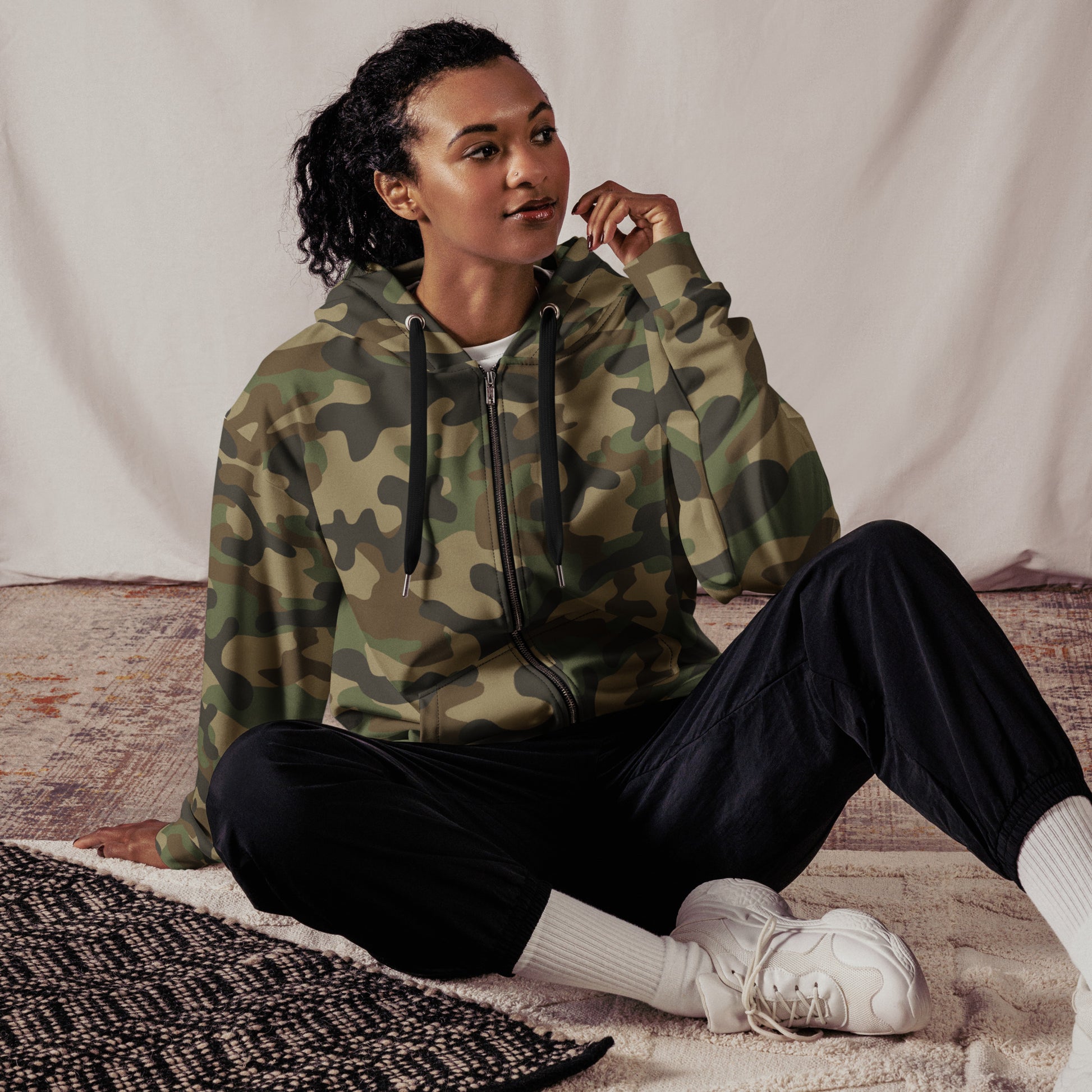 Zip Up Camo Hoodie | Unisex | Military Brown Camouflage style Camo Colors