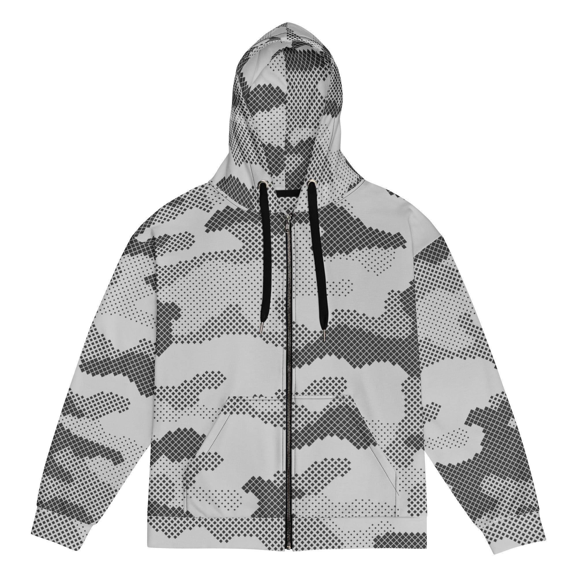Camo Zip Up Hoodie | Unisex | Gray Digital Camouflage Camo Colors
