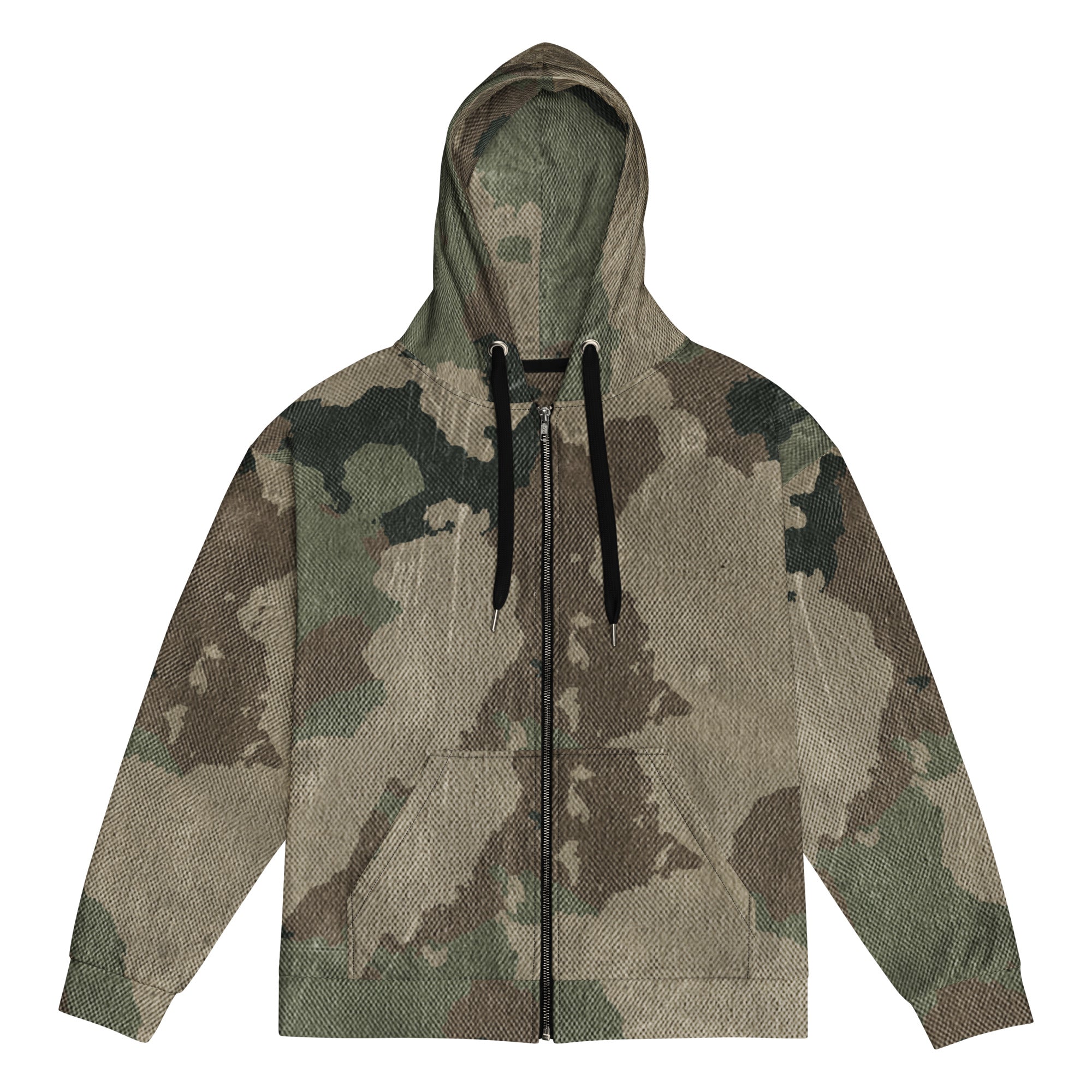 Camo Zip Up Hoodie | Unisex | Dirty Old Brown Camouflage Camo Colors