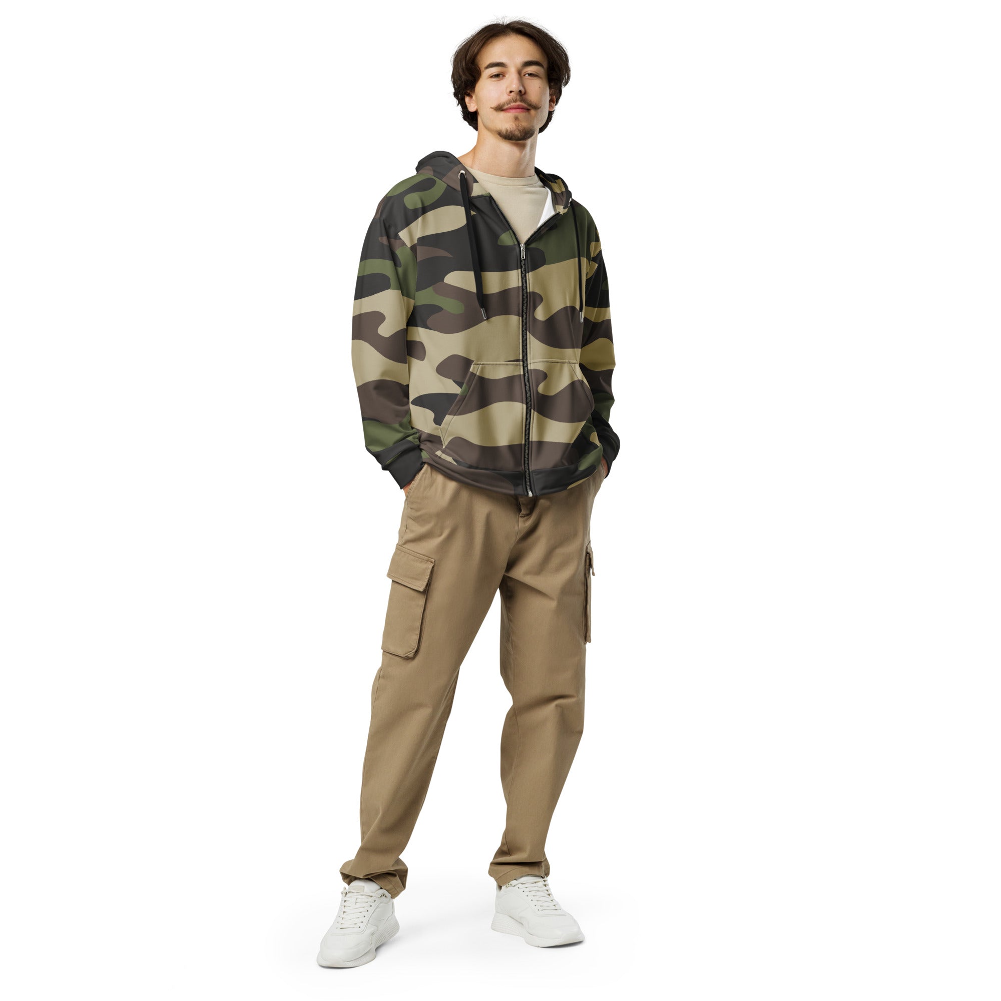 Camo Zip Up Hoodie | Unisex | Classic Green Camouflage Camo Colors