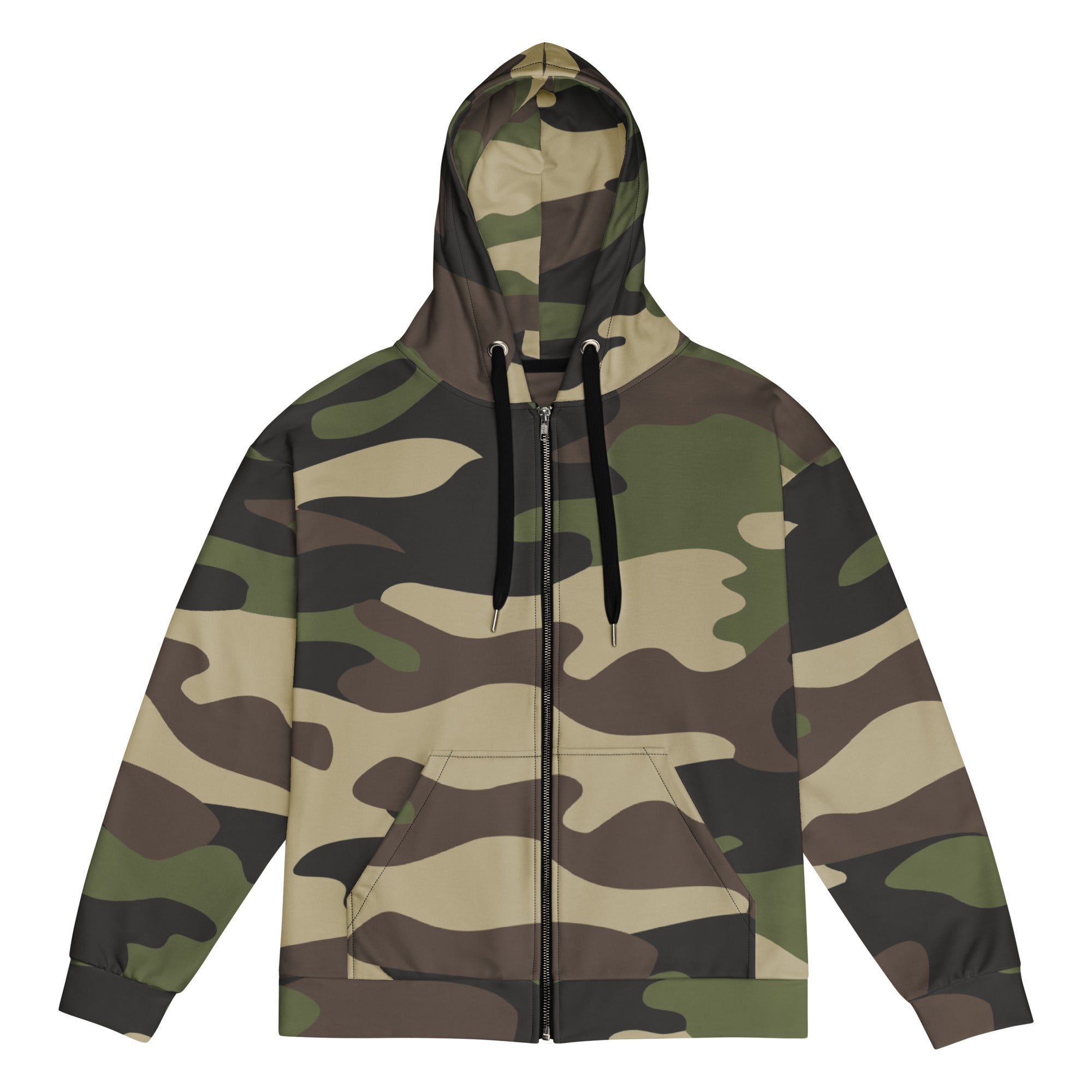 Camo Zip Up Hoodie | Unisex | Classic Green Camouflage Camo Colors