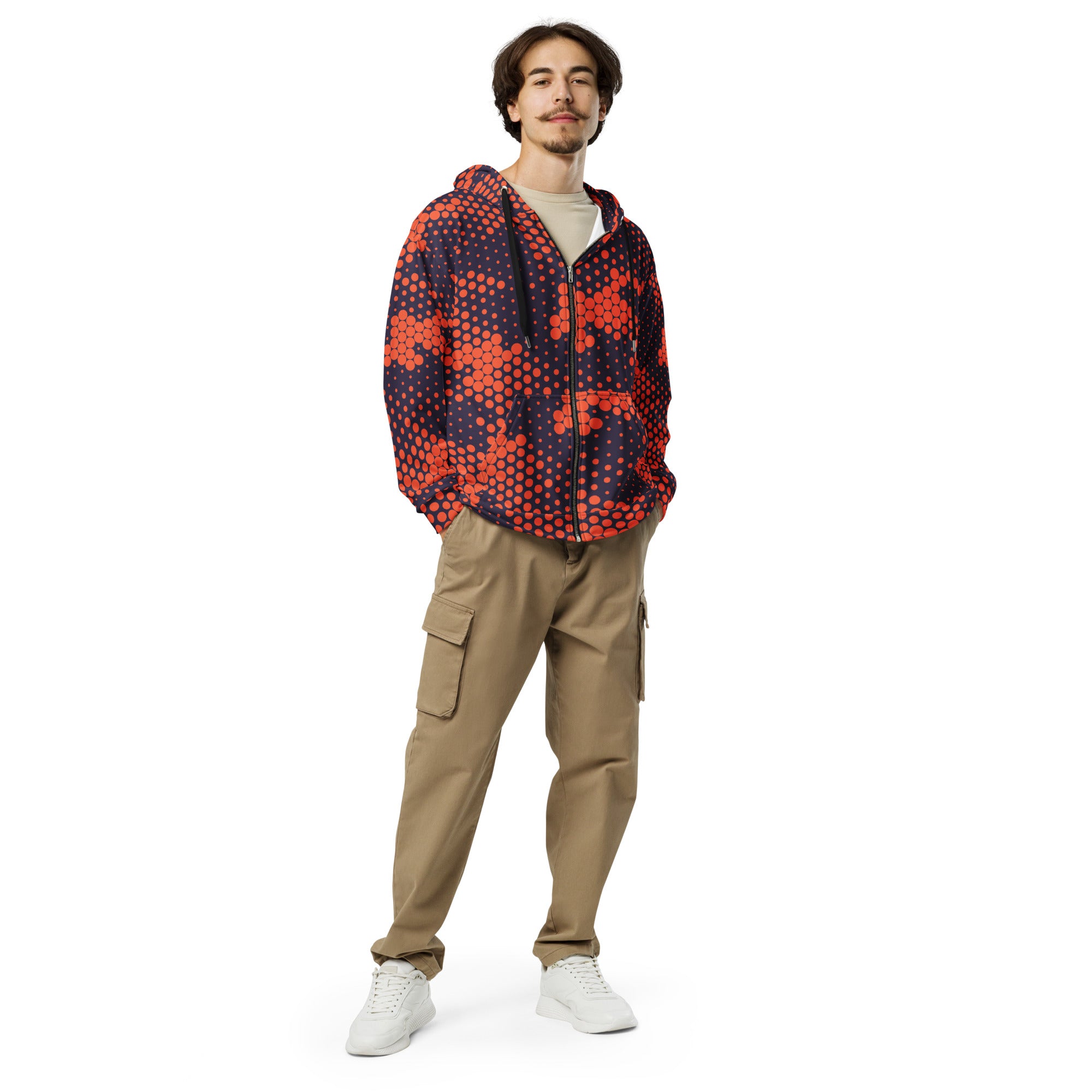 Zip Up Camo Hoodie | Unisex | Orange & Blue Camouflage style Camo Colors