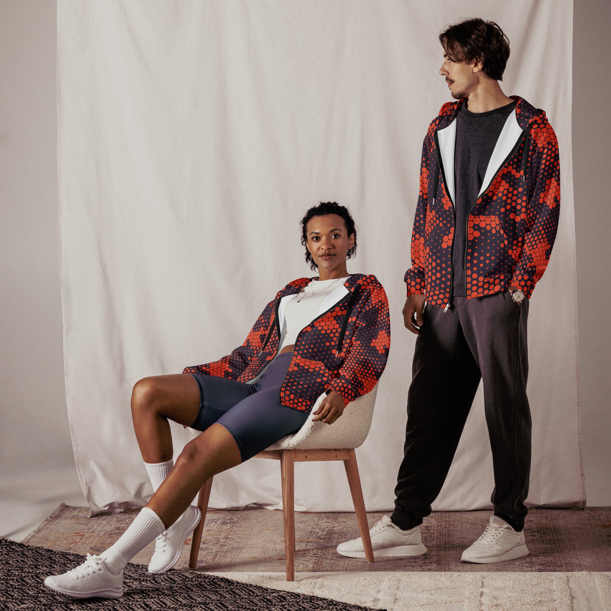 Zip Up Camo Hoodie | Unisex | Orange & Blue Camouflage style Camo Colors