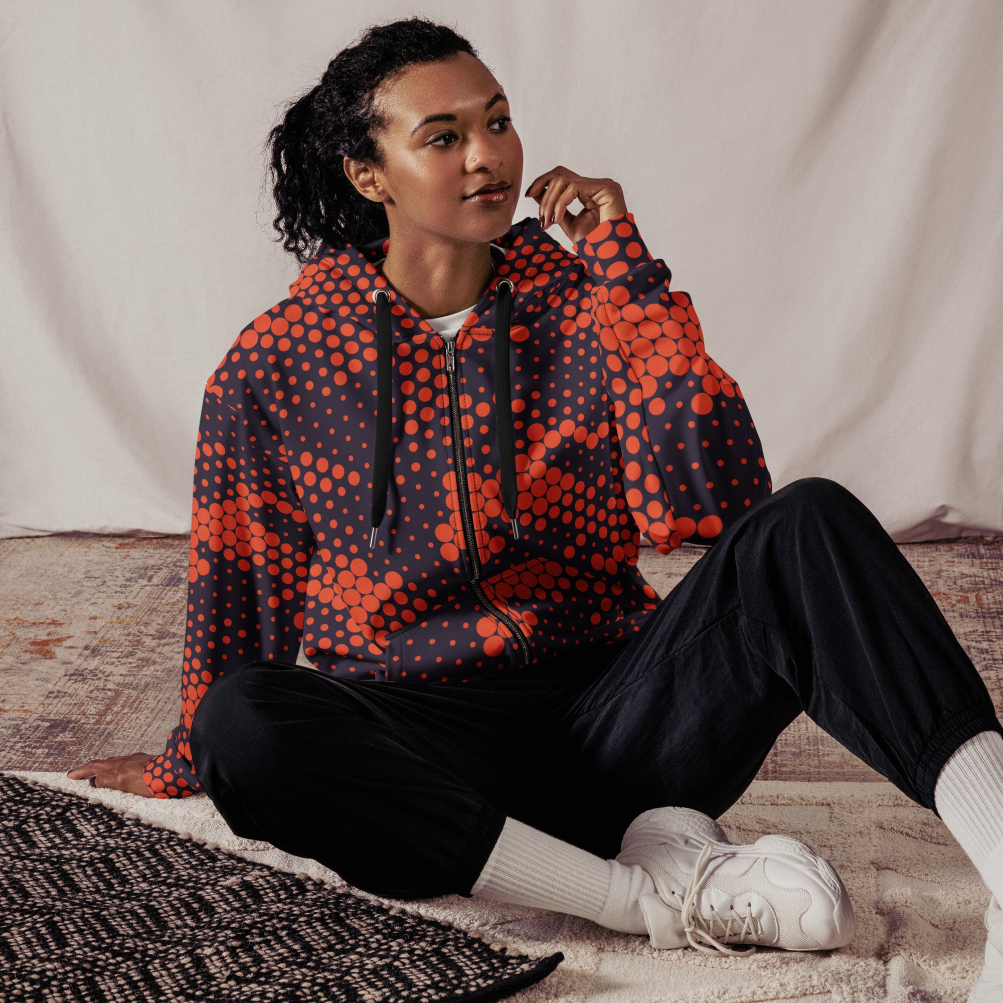 Zip Up Camo Hoodie | Unisex | Orange & Blue Camouflage style Camo Colors