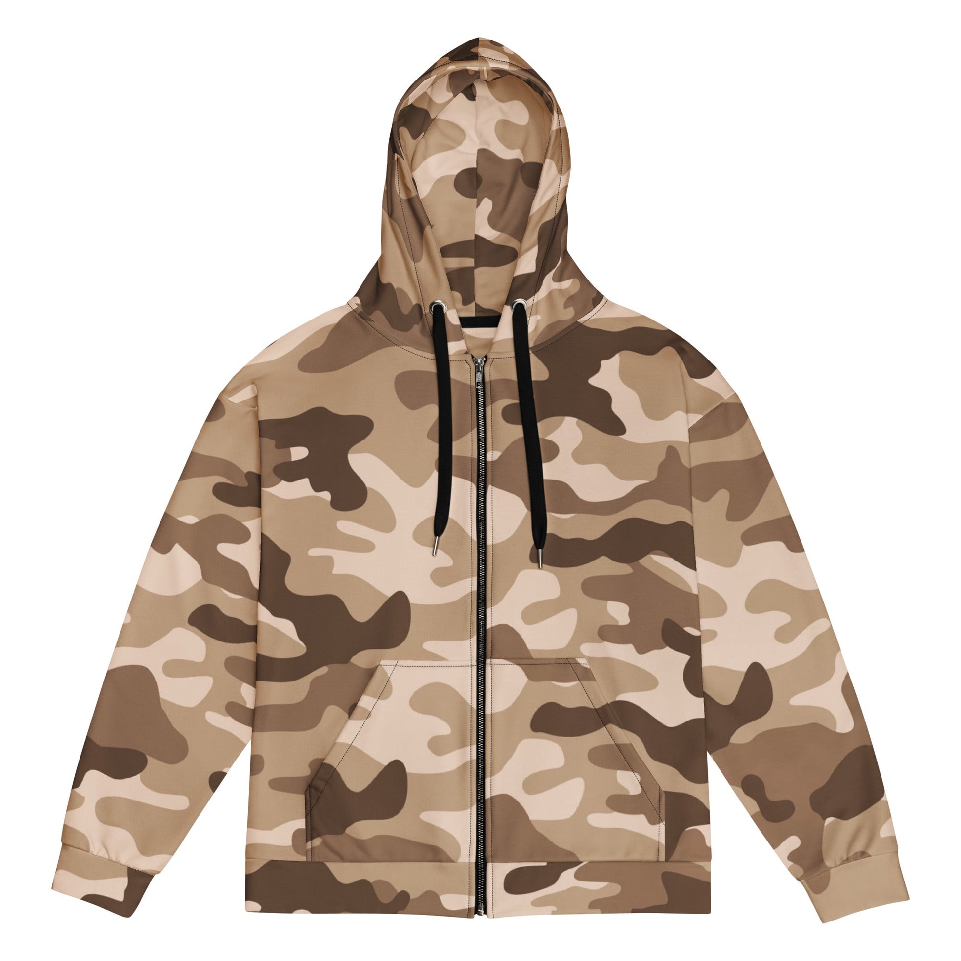 Camo Zip-Up Hoodie | Shades of Brown | Military Style | Camo Colors