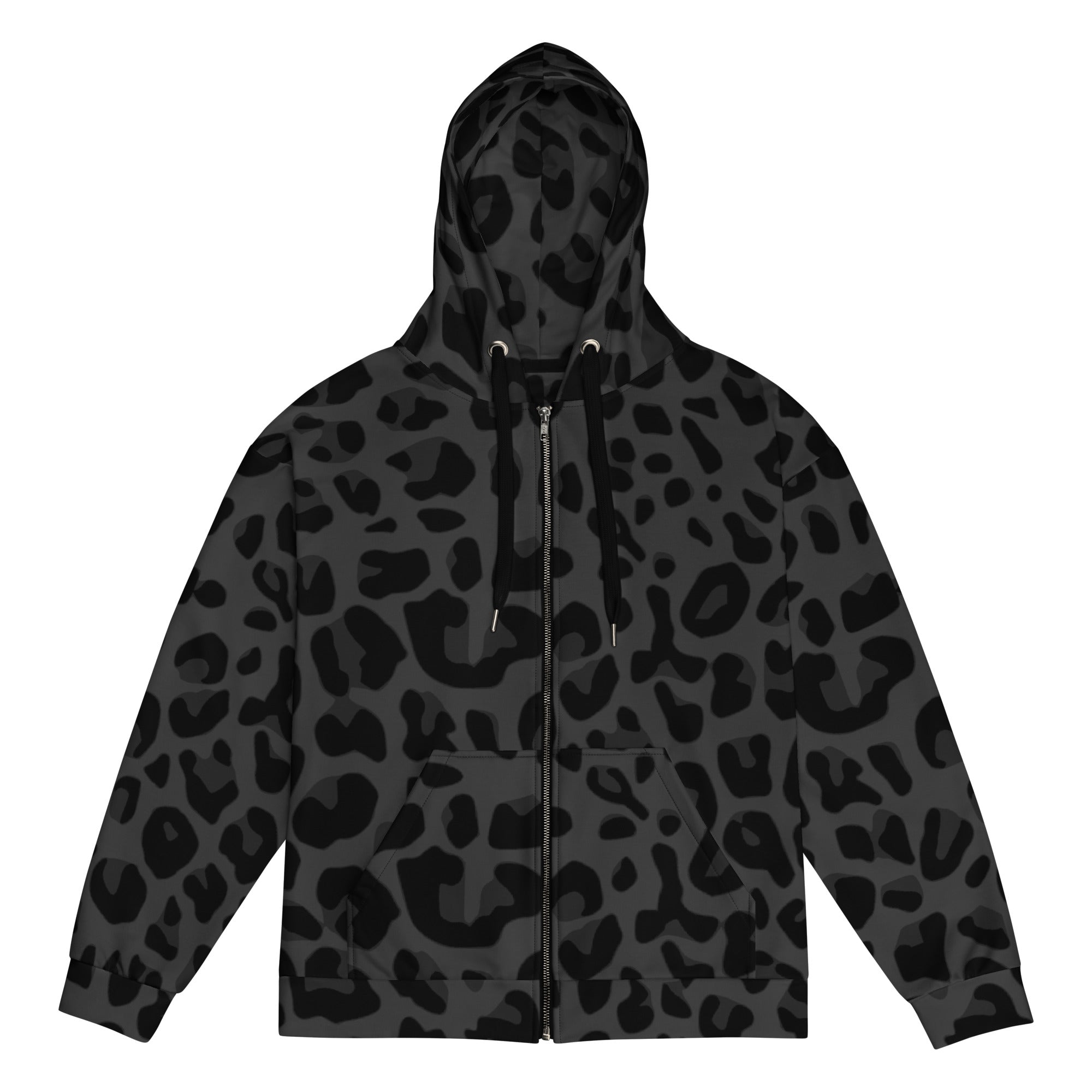 Black Puma Print Zip-Up Hoodie | Stylish & Durable | Camo Colors