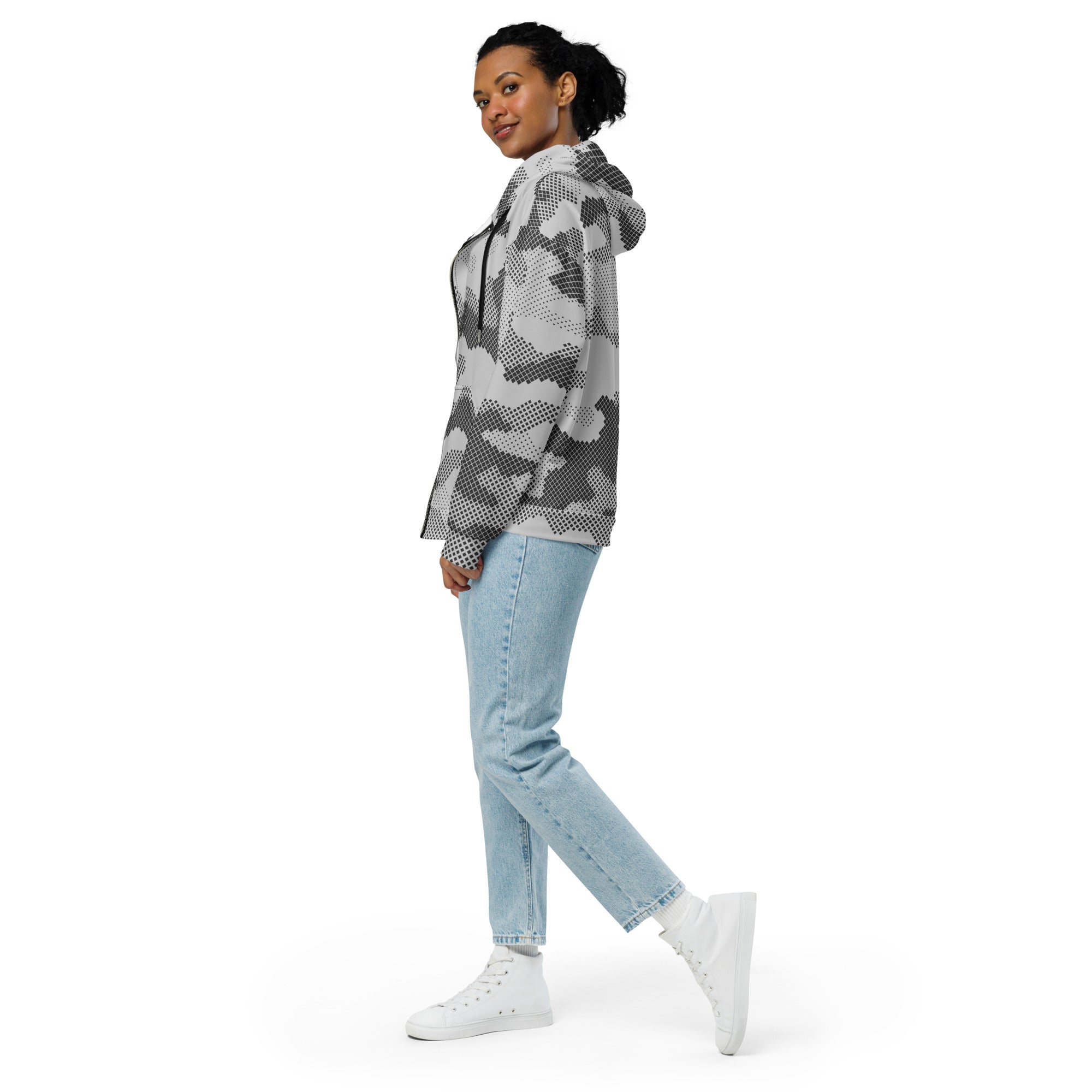 Camo Zip Up Hoodie | Unisex | Gray Digital Camouflage Camo Colors