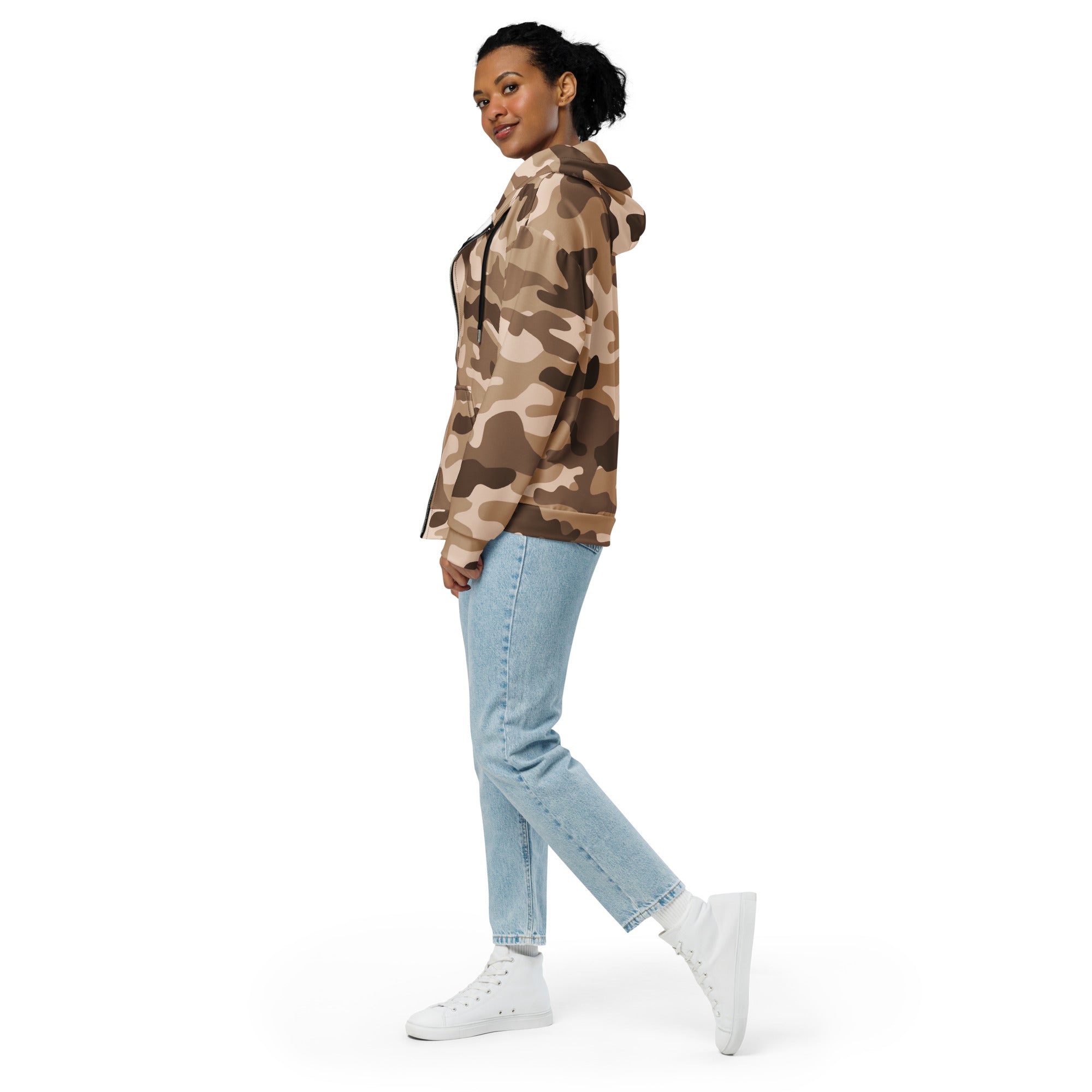 Camo Zip-Up Hoodie | Shades of Brown | Military Style | Camo Colors