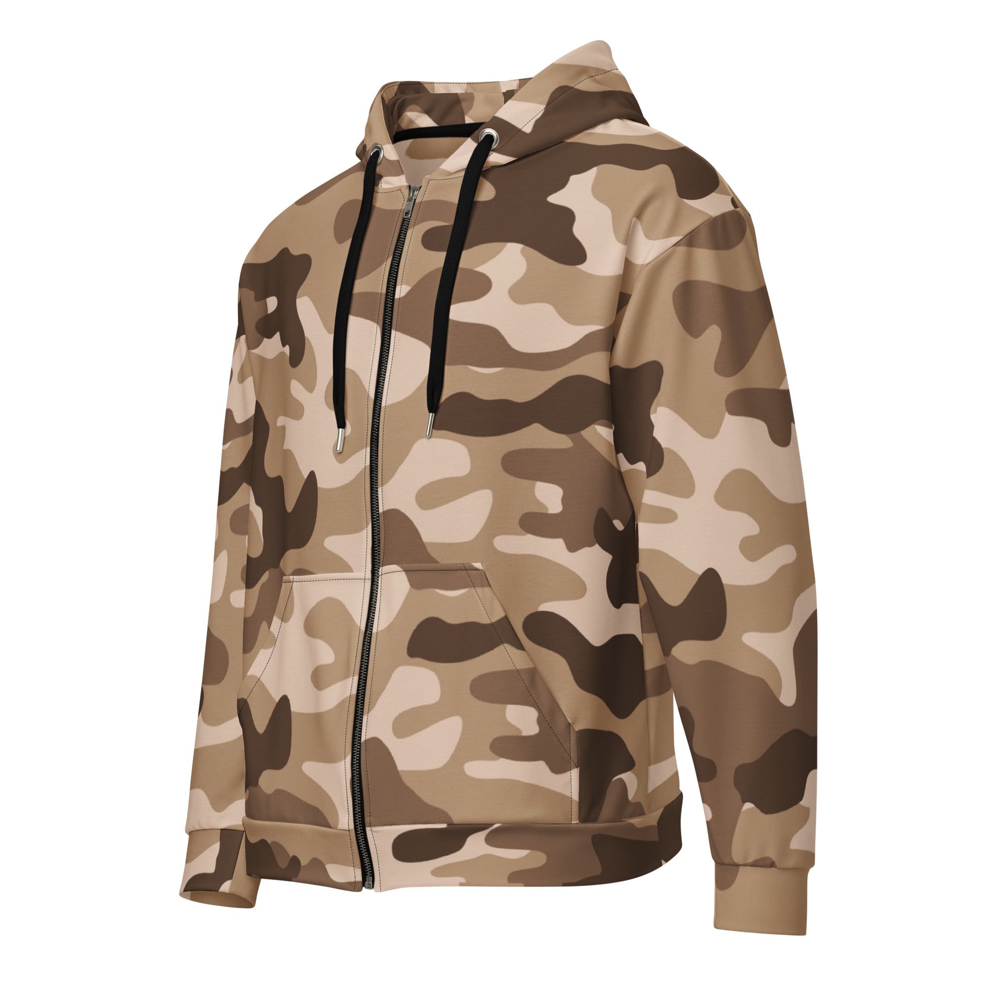Camo Zip-Up Hoodie | Shades of Brown | Military Style | Camo Colors