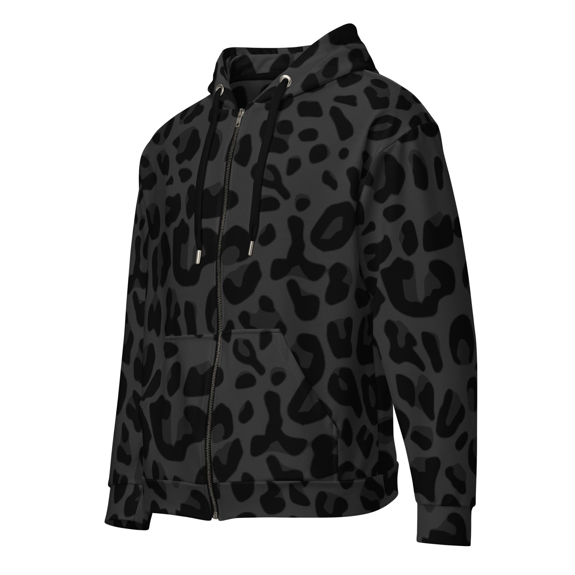 Black Puma Print Zip-Up Hoodie | Stylish & Durable | Camo Colors