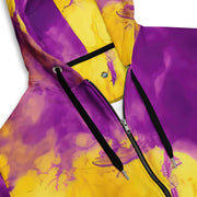 Yellow and Violet Blue Tie Dye Zip Hoodie | Unisex Camo Colors