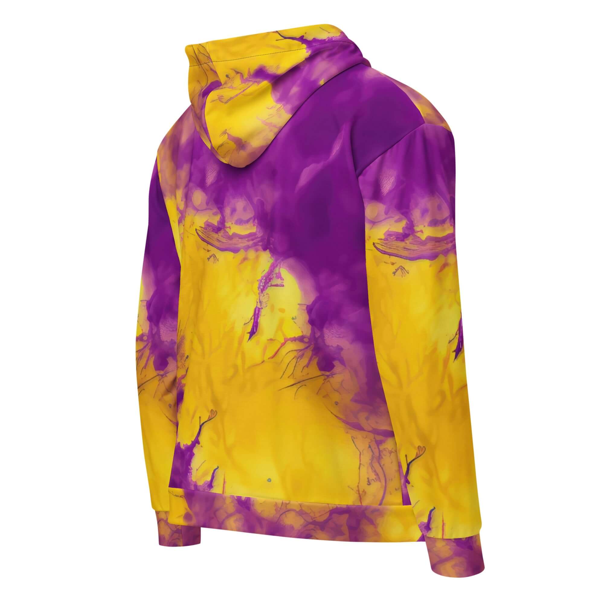 Yellow and Violet Blue Tie Dye Zip Hoodie | Unisex Camo Colors
