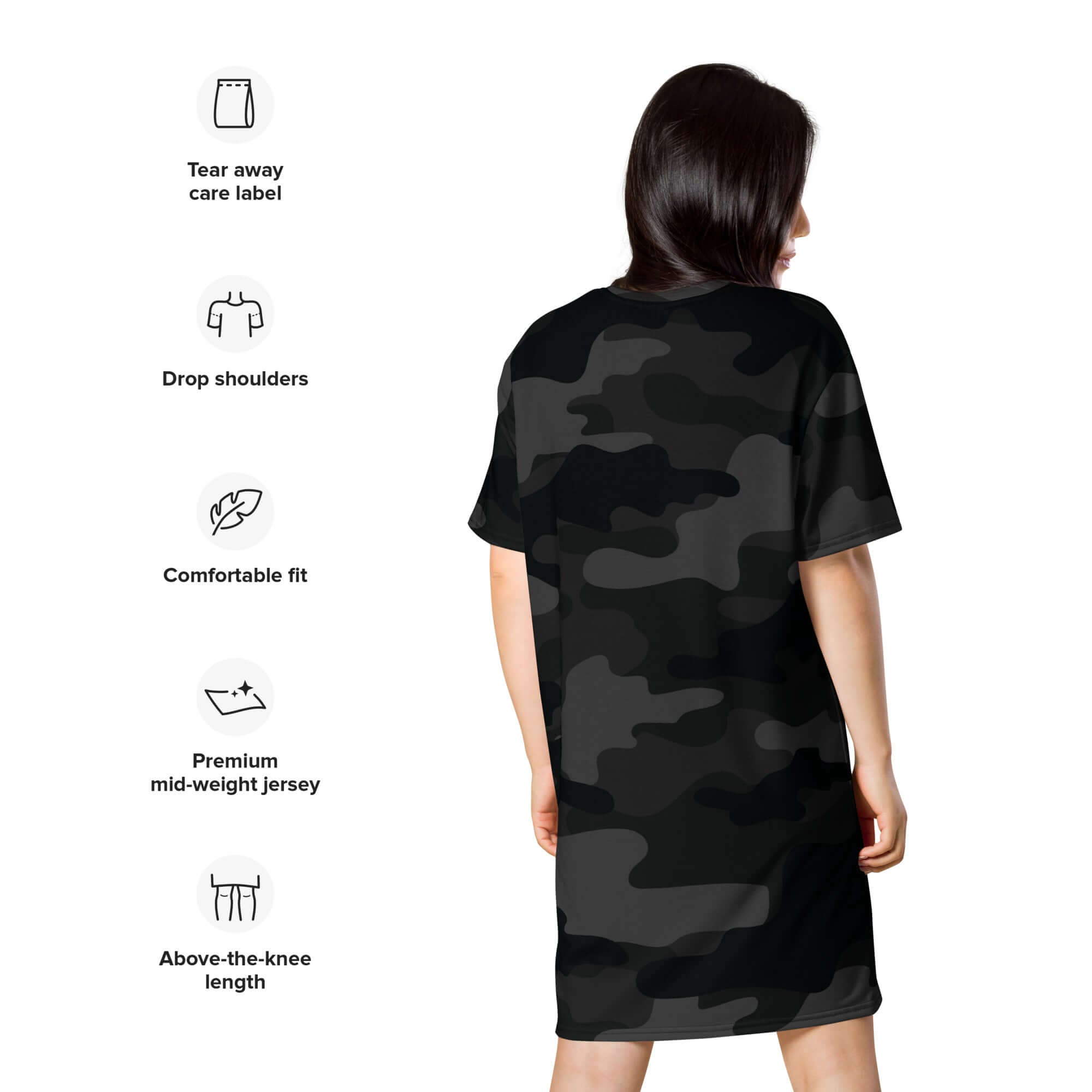Black Camo T-shirt Dress For Women | Camo Colors