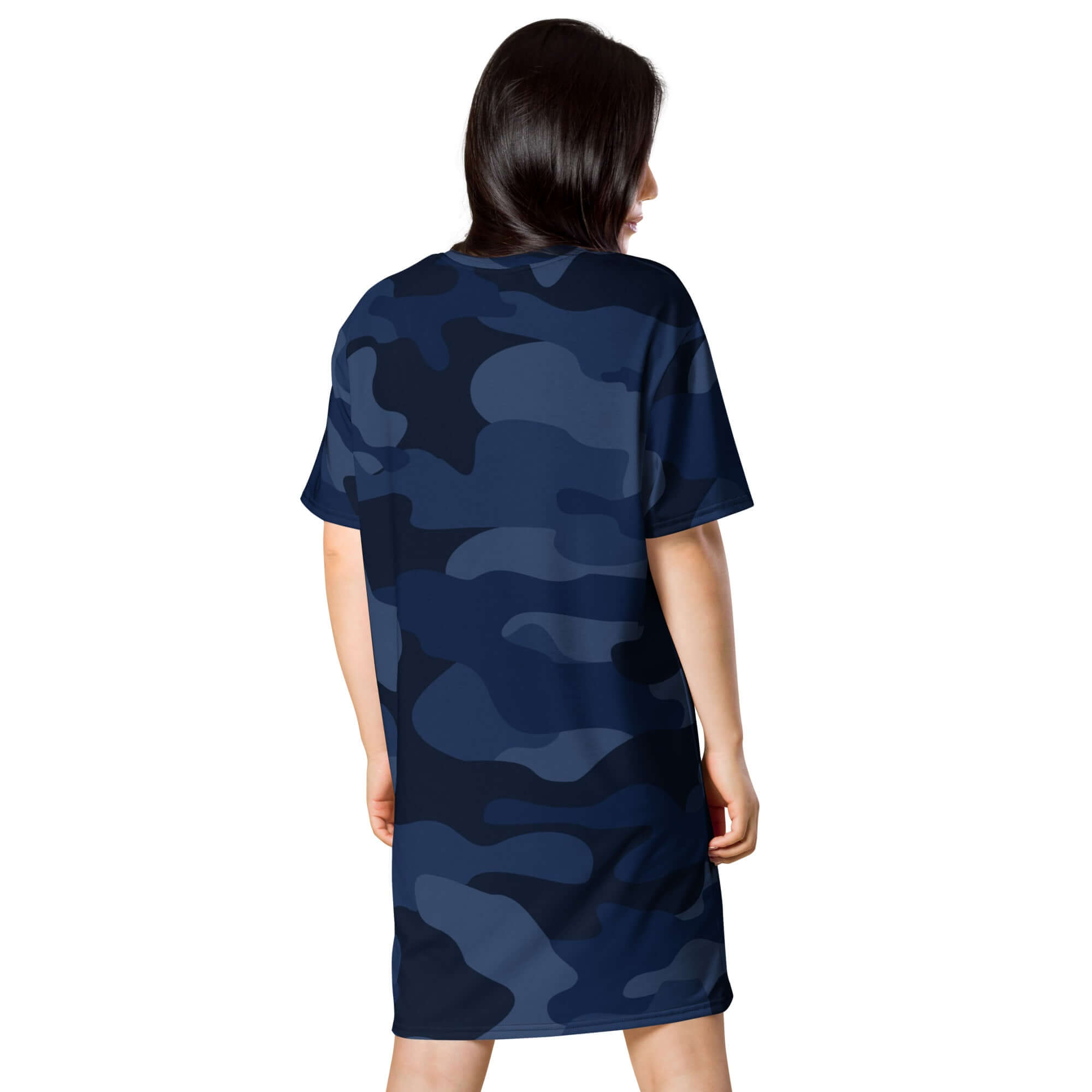 T-shirt Dress in Deep Blue Camo Print | Camo Colors
