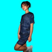 T-shirt Dress in Deep Blue Camo Print | Camo Colors