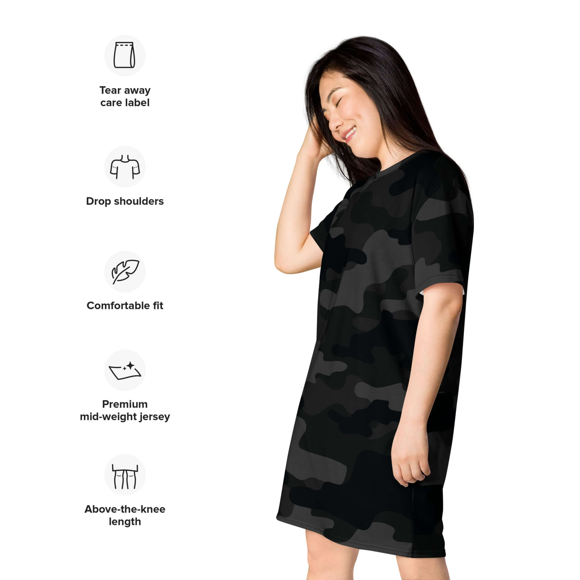 Black Camo T-shirt Dress For Women | Camo Colors