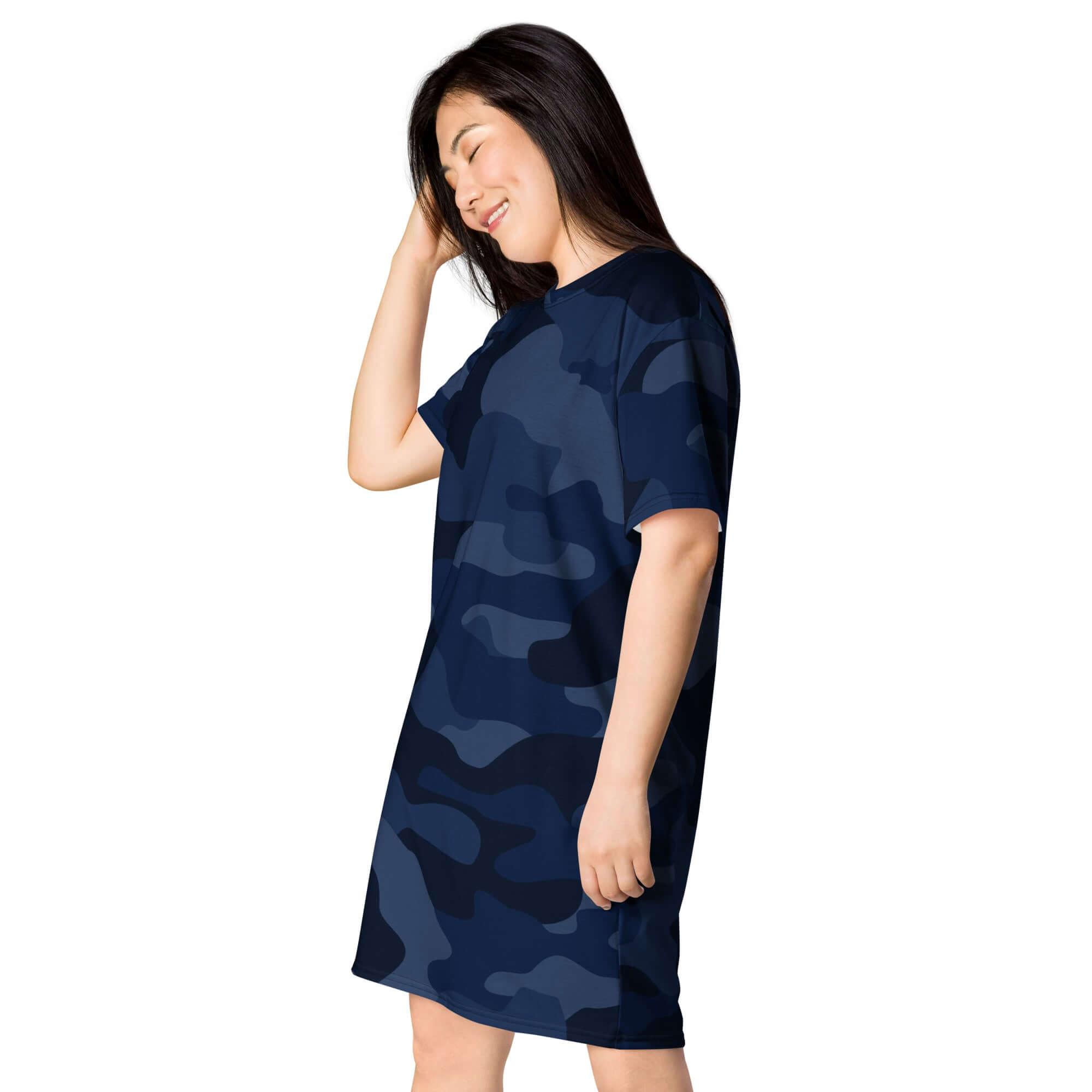 T-shirt Dress in Deep Blue Camo Print | Camo Colors
