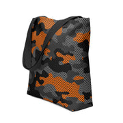 Camo Tote Bag | Orange & Black Pixel Camouflage Camo Colors