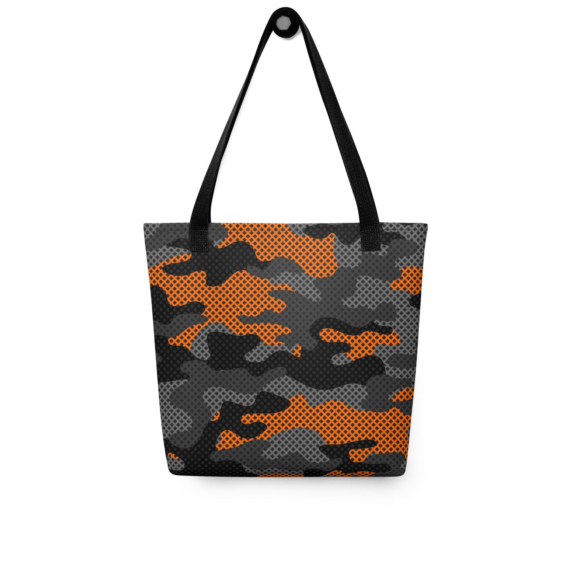 Camo Tote Bag | Orange & Black Pixel Camouflage Camo Colors