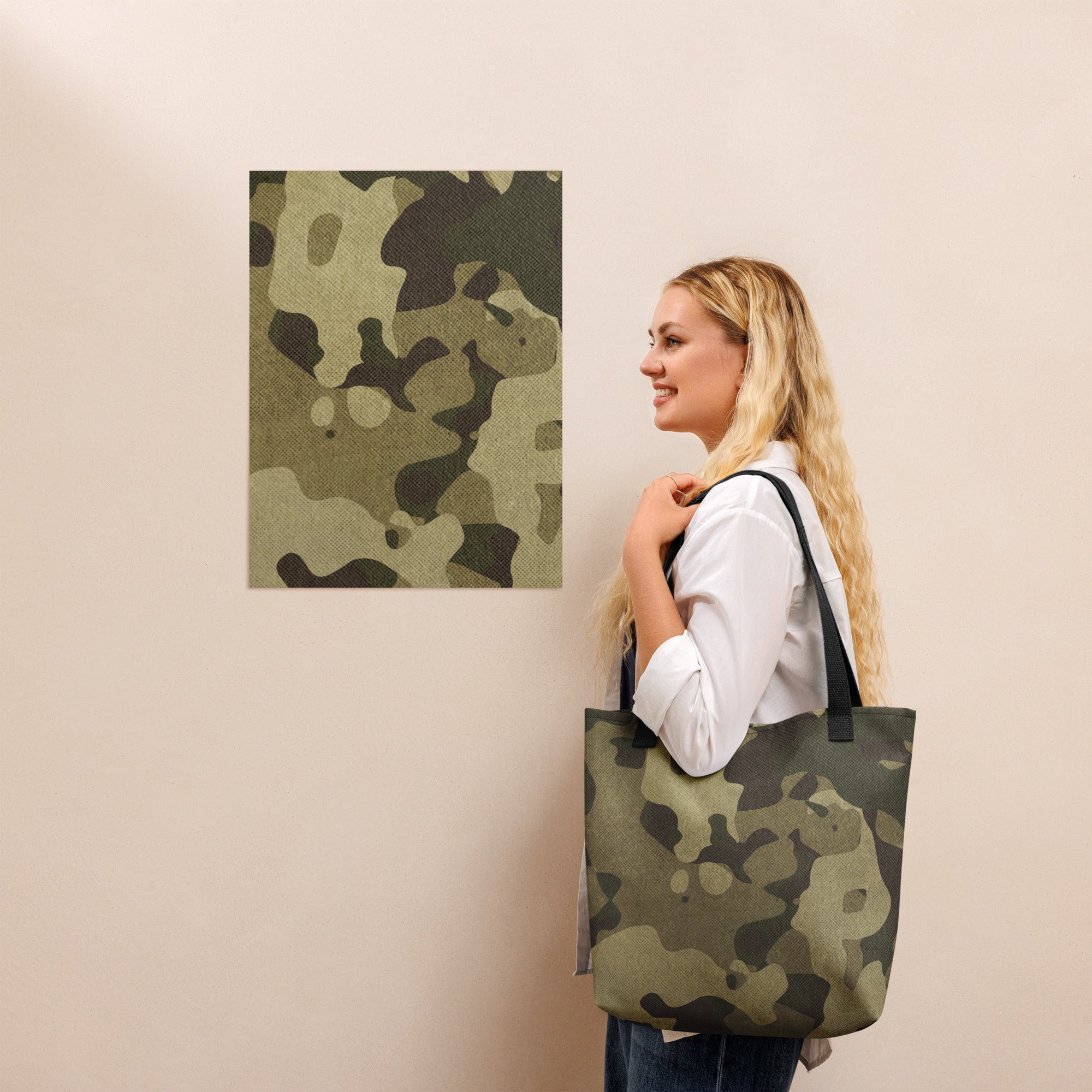 Camo Tote Bag | Green Fabric Camouflage Camo Colors
