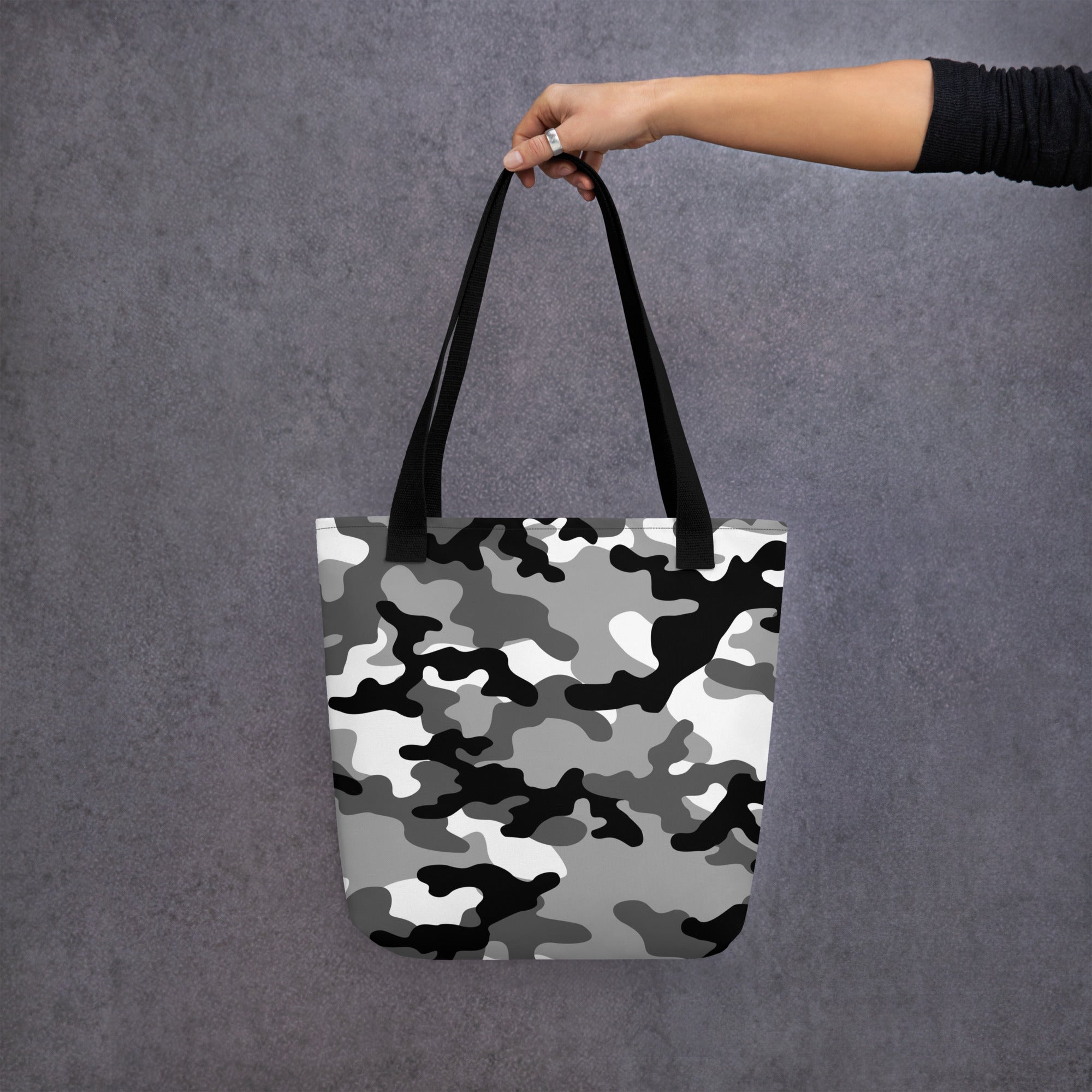 Camo Tote Bag | Black, Gray, and White Camouflage Camo Colors