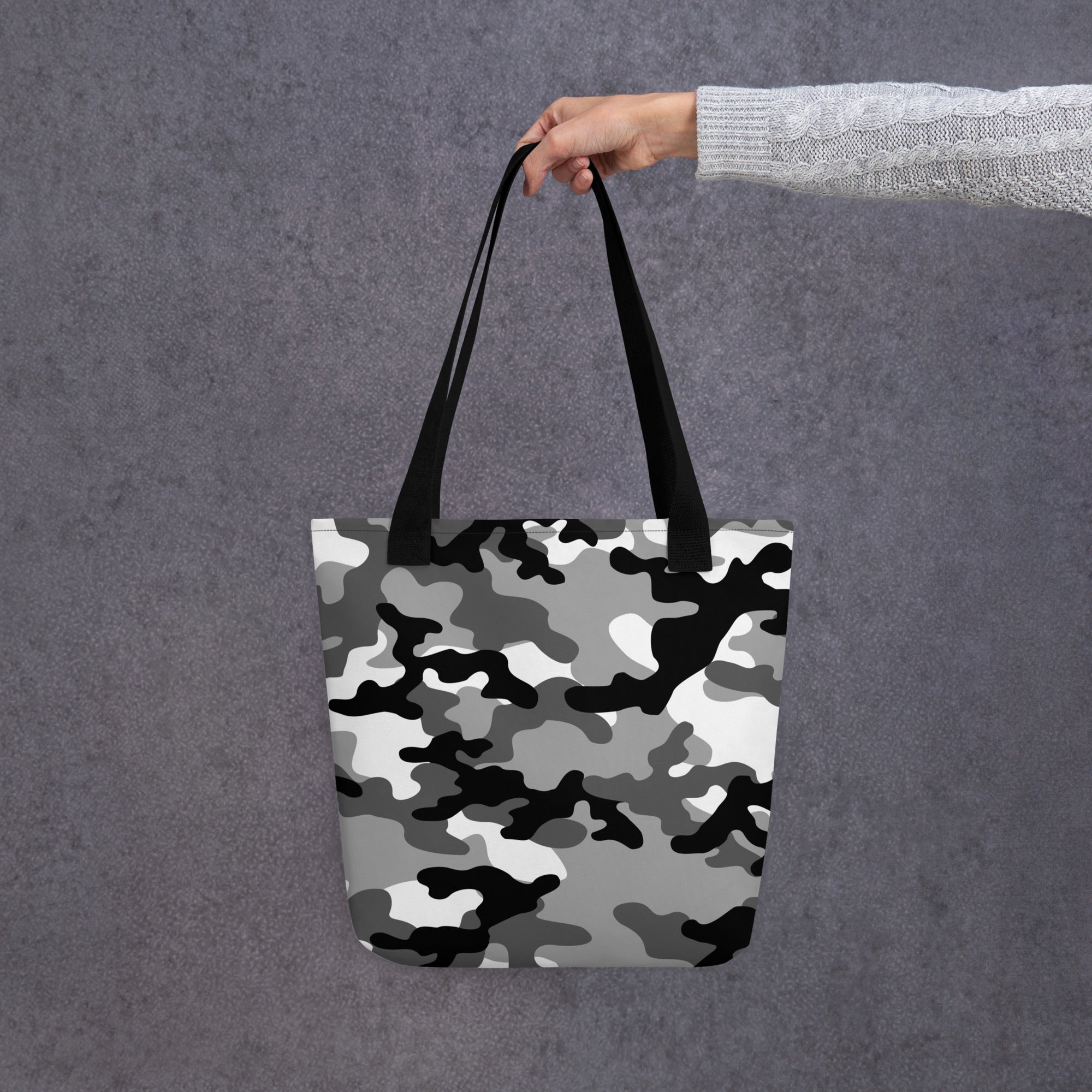 Camo Tote Bag | Black, Gray, and White Camouflage Camo Colors