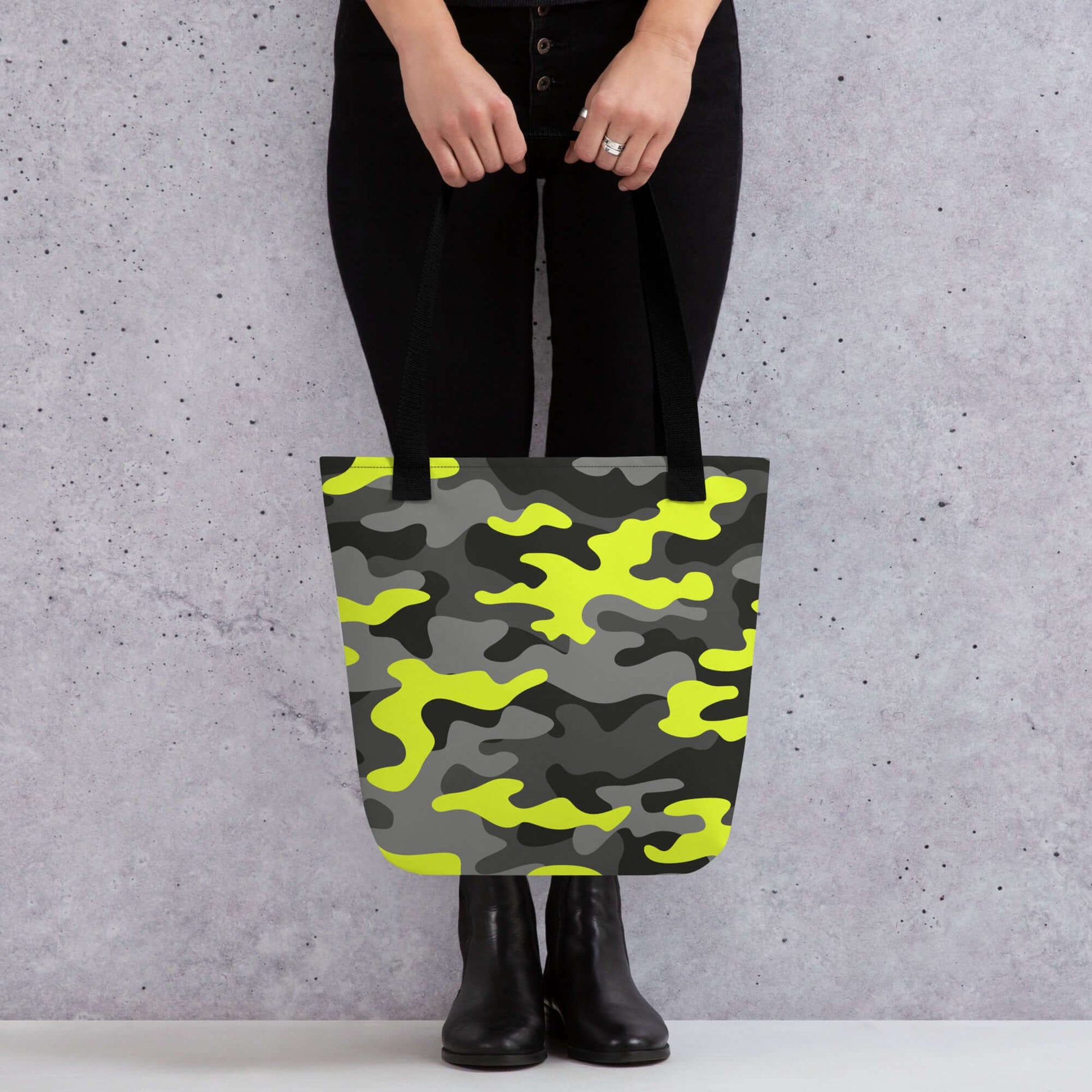 Camo Tote Bag | Black, Gray, and Yellow Camouflage Camo Colors