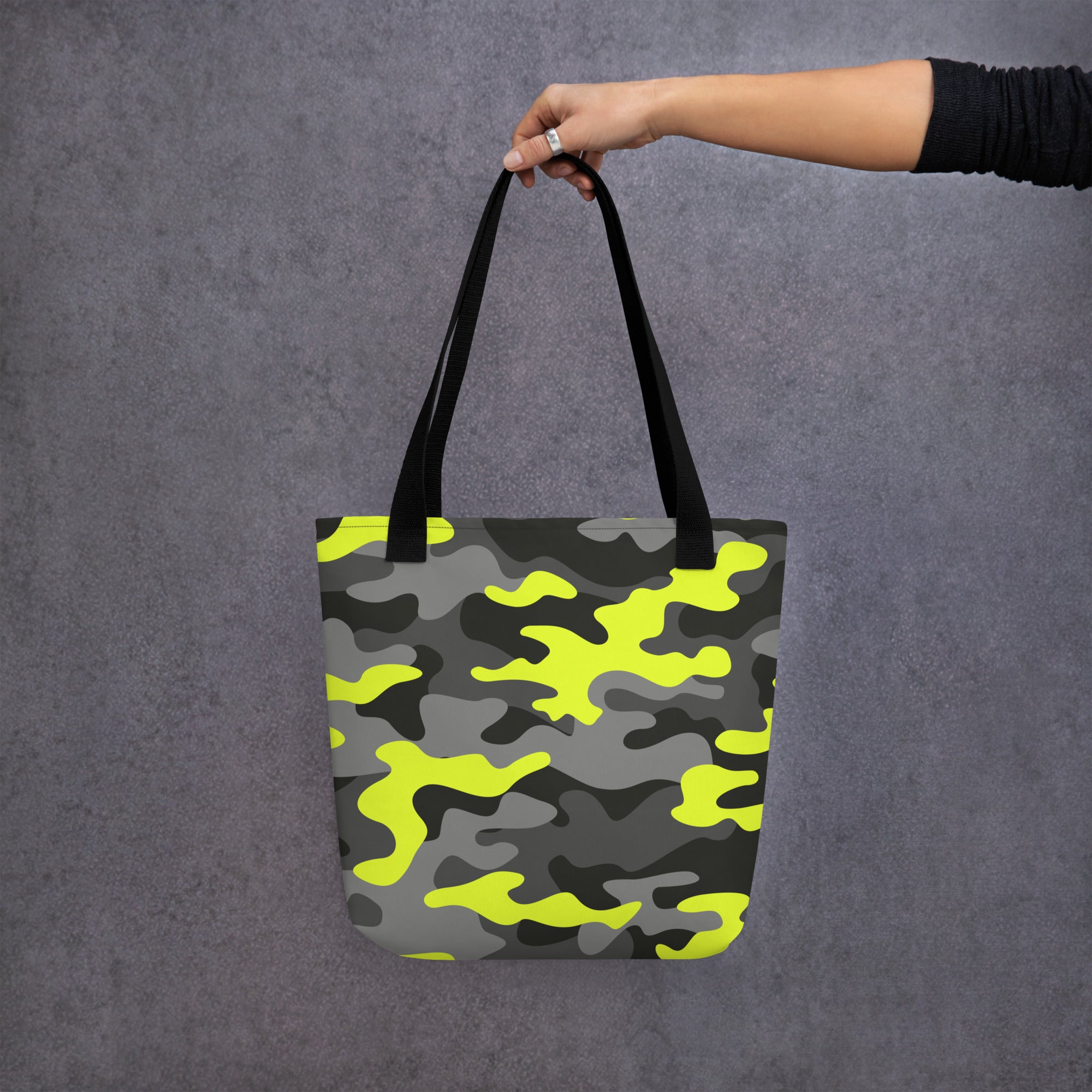 Camo Tote Bag | Black, Gray, and Yellow Camouflage Camo Colors