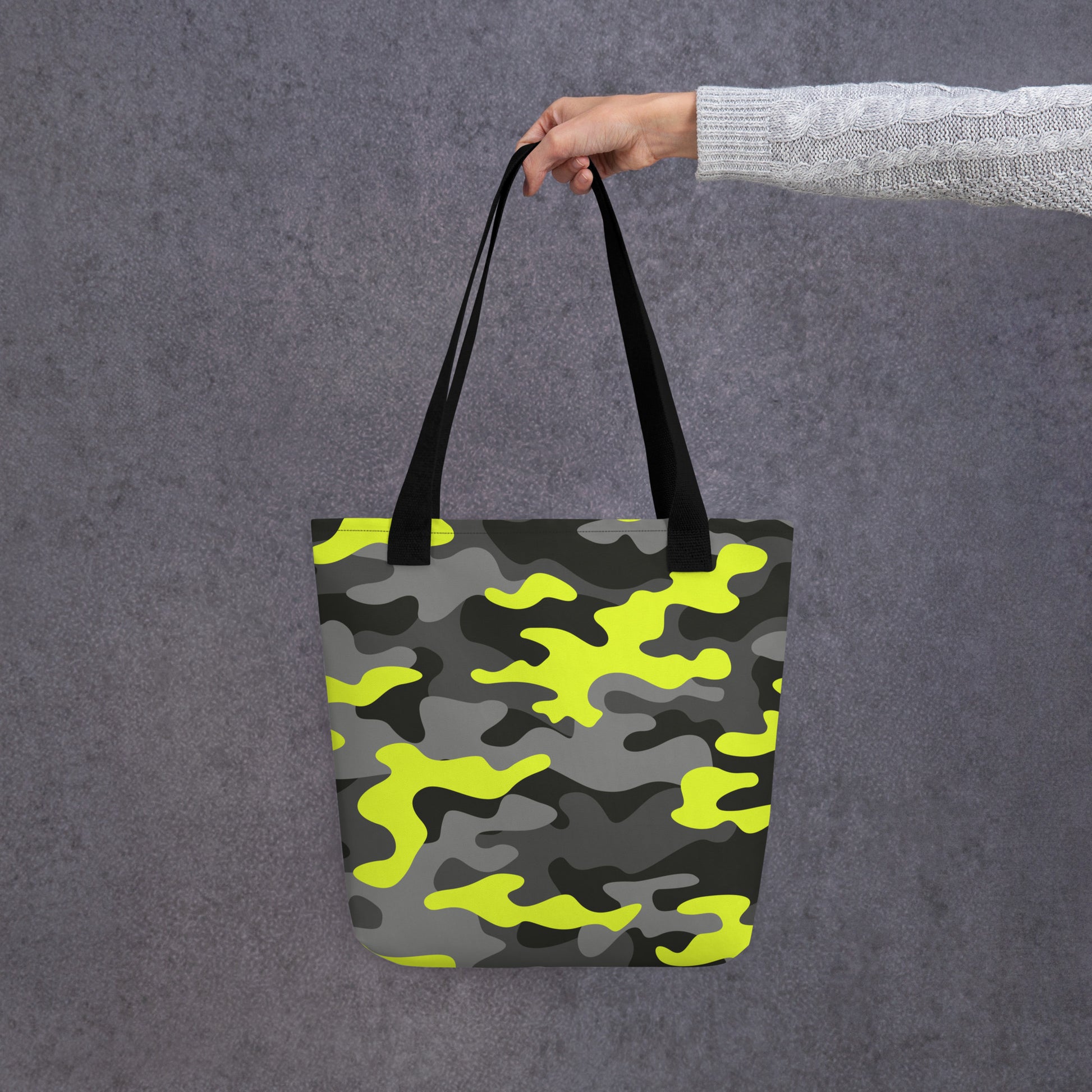 Camo Tote Bag | Black, Gray, and Yellow Camouflage Camo Colors