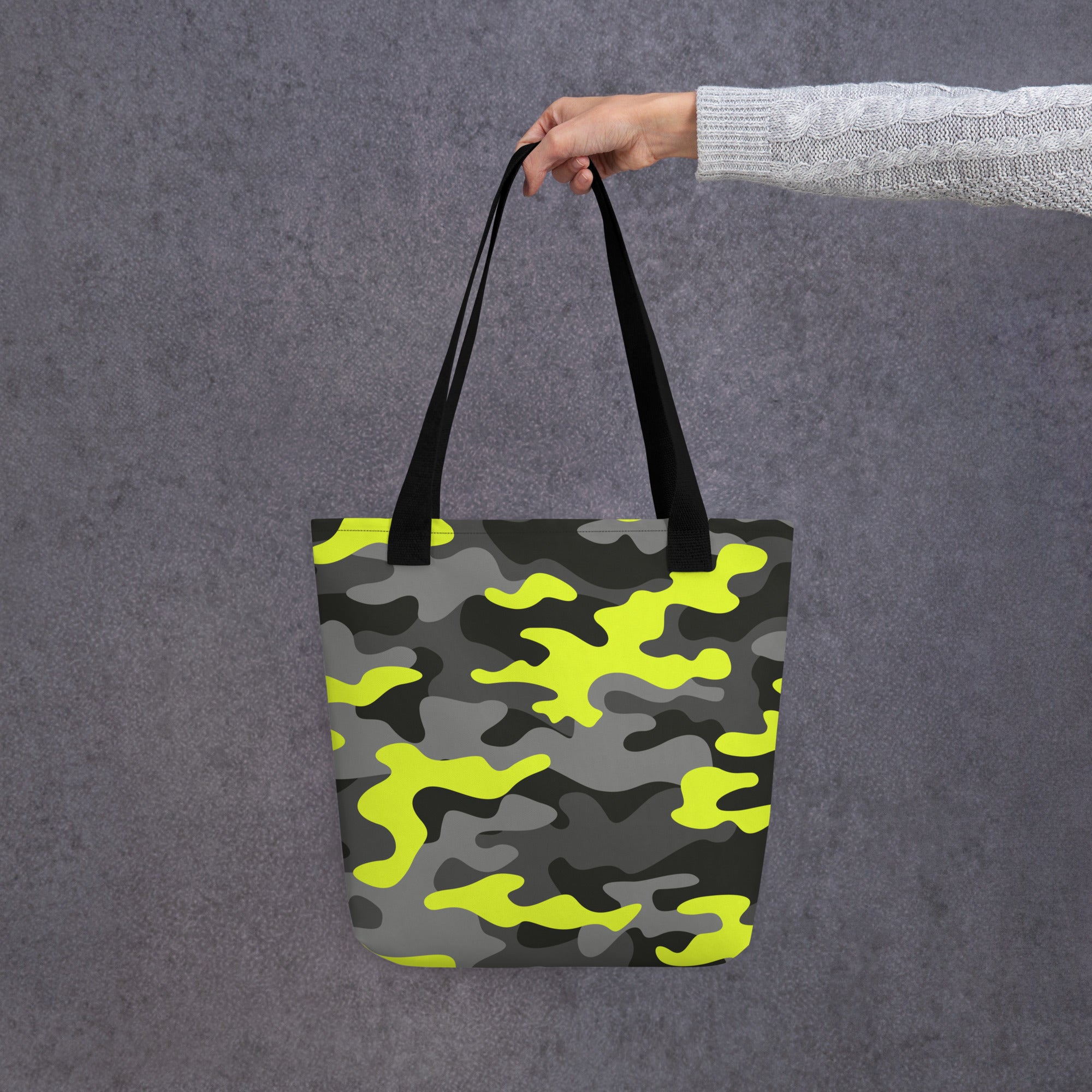 Camo Tote Bag | Black, Gray, and Yellow Camouflage Camo Colors