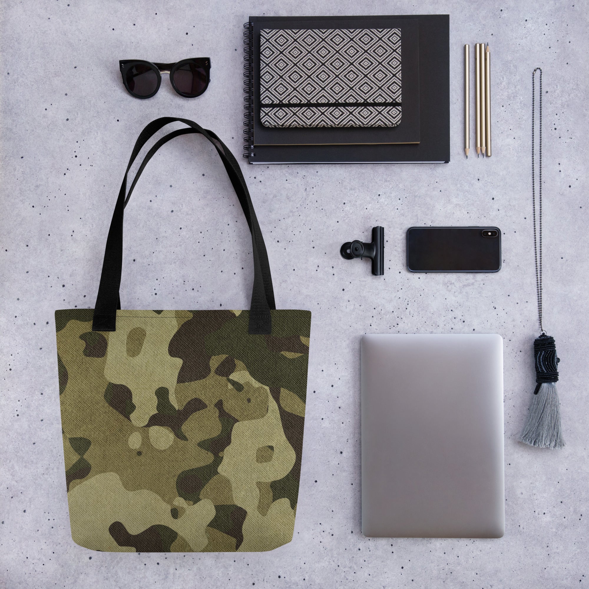 Camo Tote Bag | Green Fabric Camouflage Camo Colors