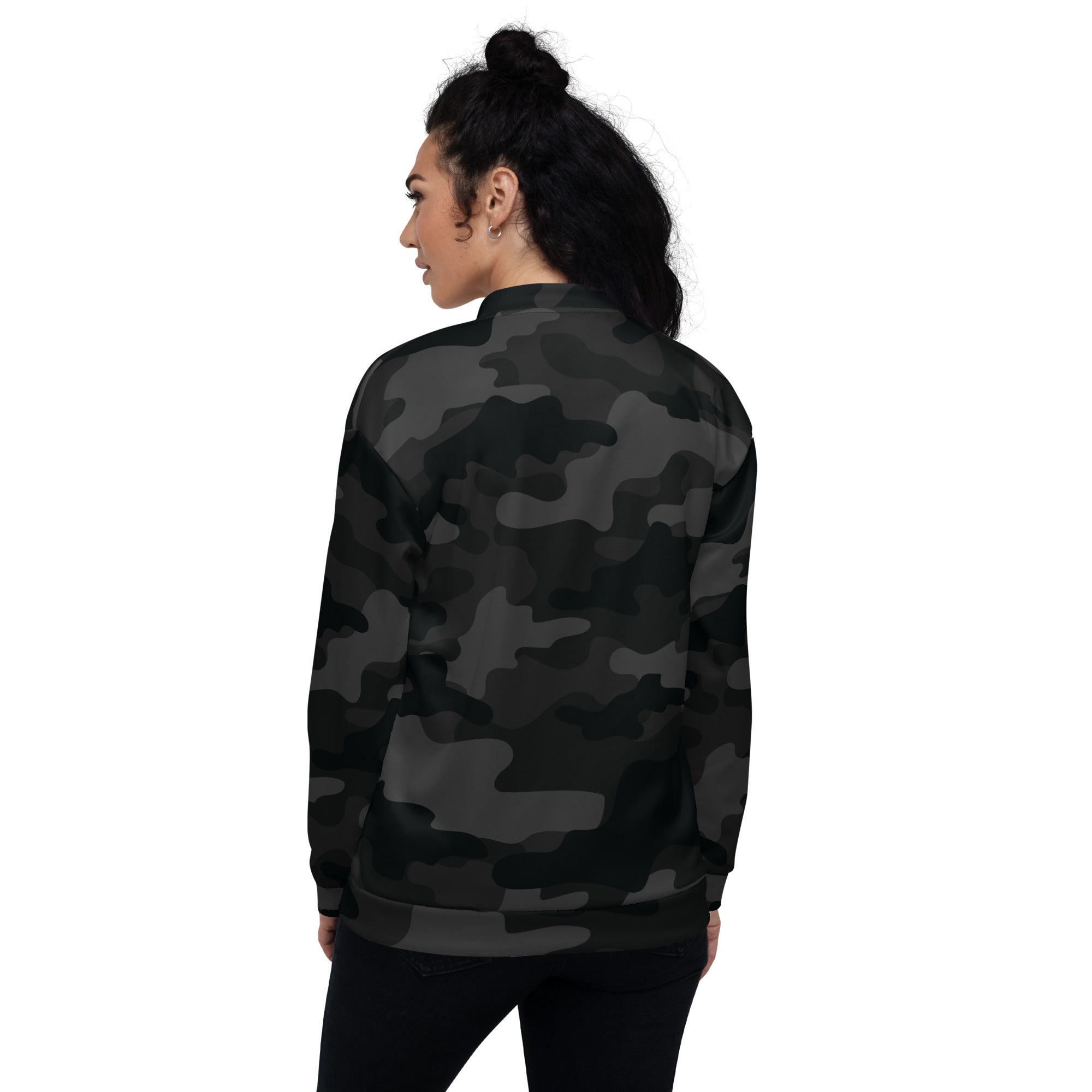 Camo Bomber Jacket | Unisex | Black Camouflage Camo Colors