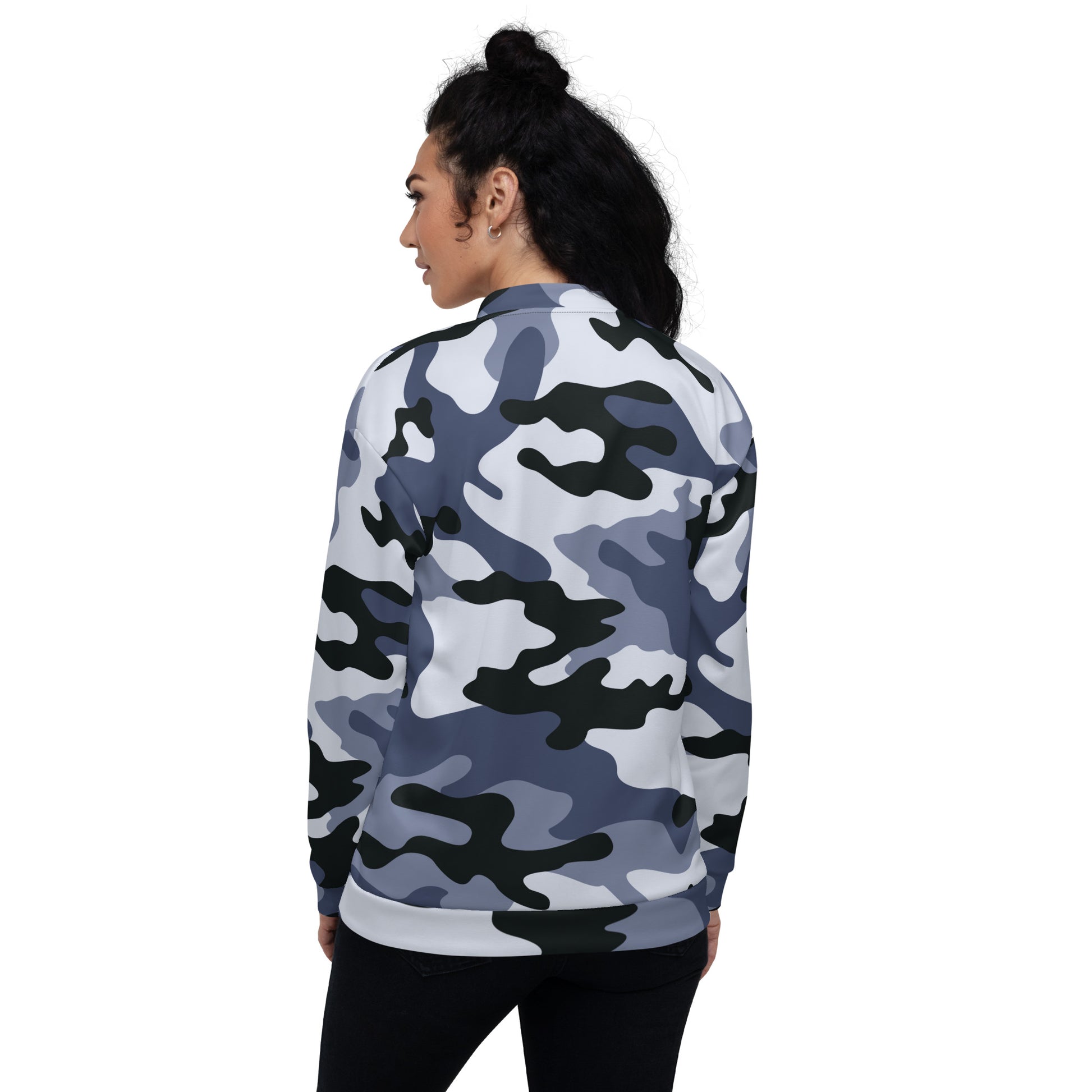 Camo Bomber Jacket | Unisex | Light Blue Camouflage Camo Colors