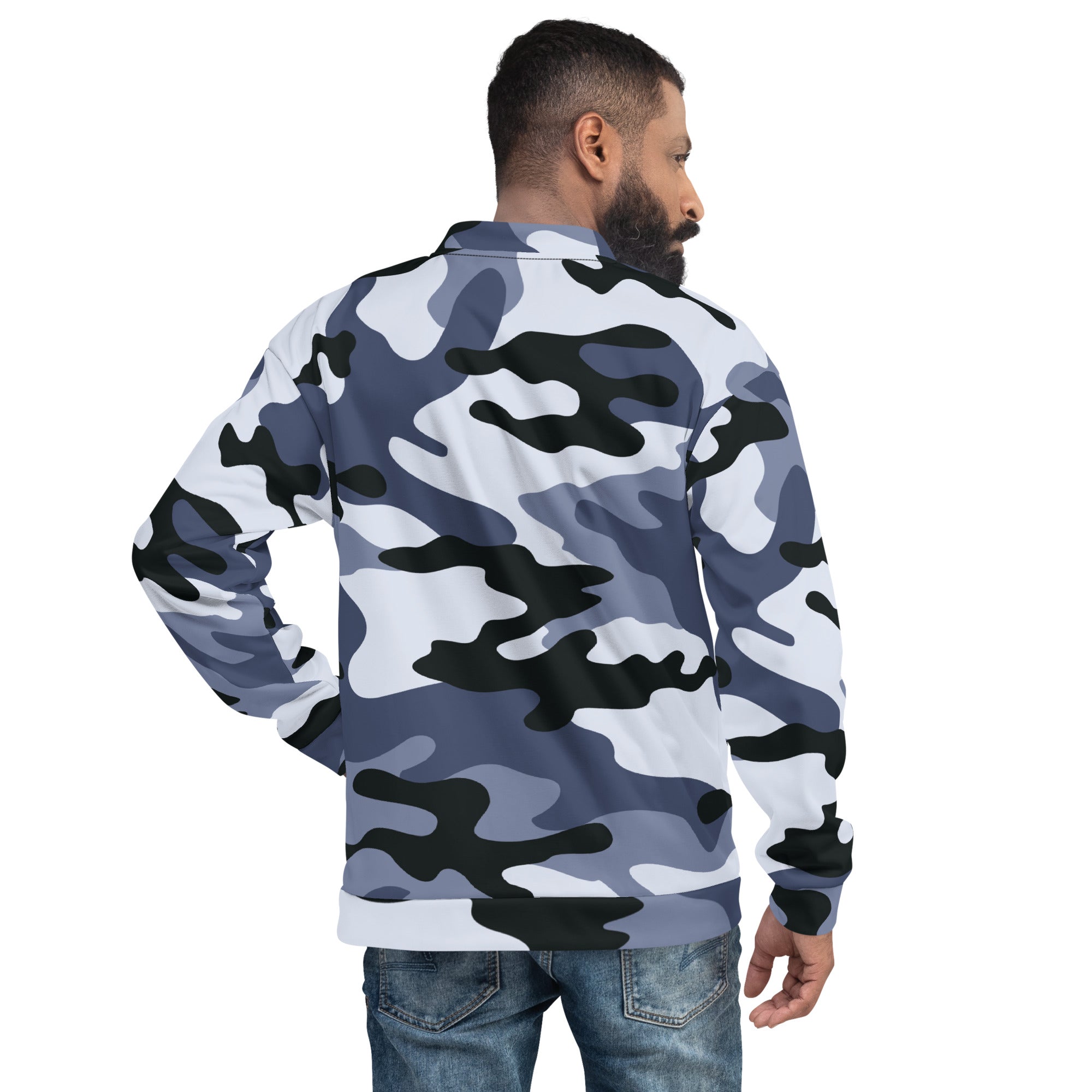 Camo Bomber Jacket | Unisex | Light Blue Camouflage Camo Colors