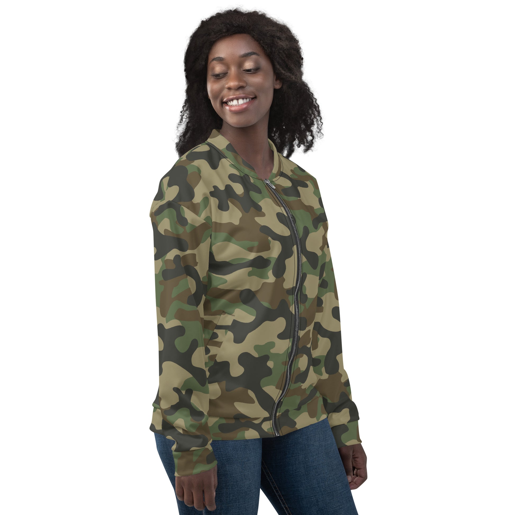 Camo Bomber Jacket | Unisex | Military Brown Camouflage Camo Colors