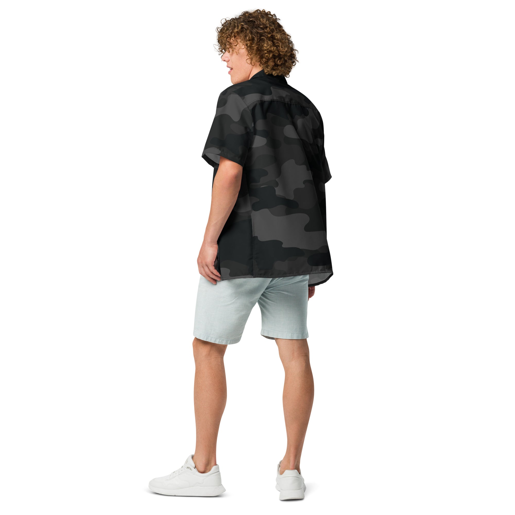 Camo Button Up Shirt | OVERSIZED FIT | Black Camouflage Camo Colors