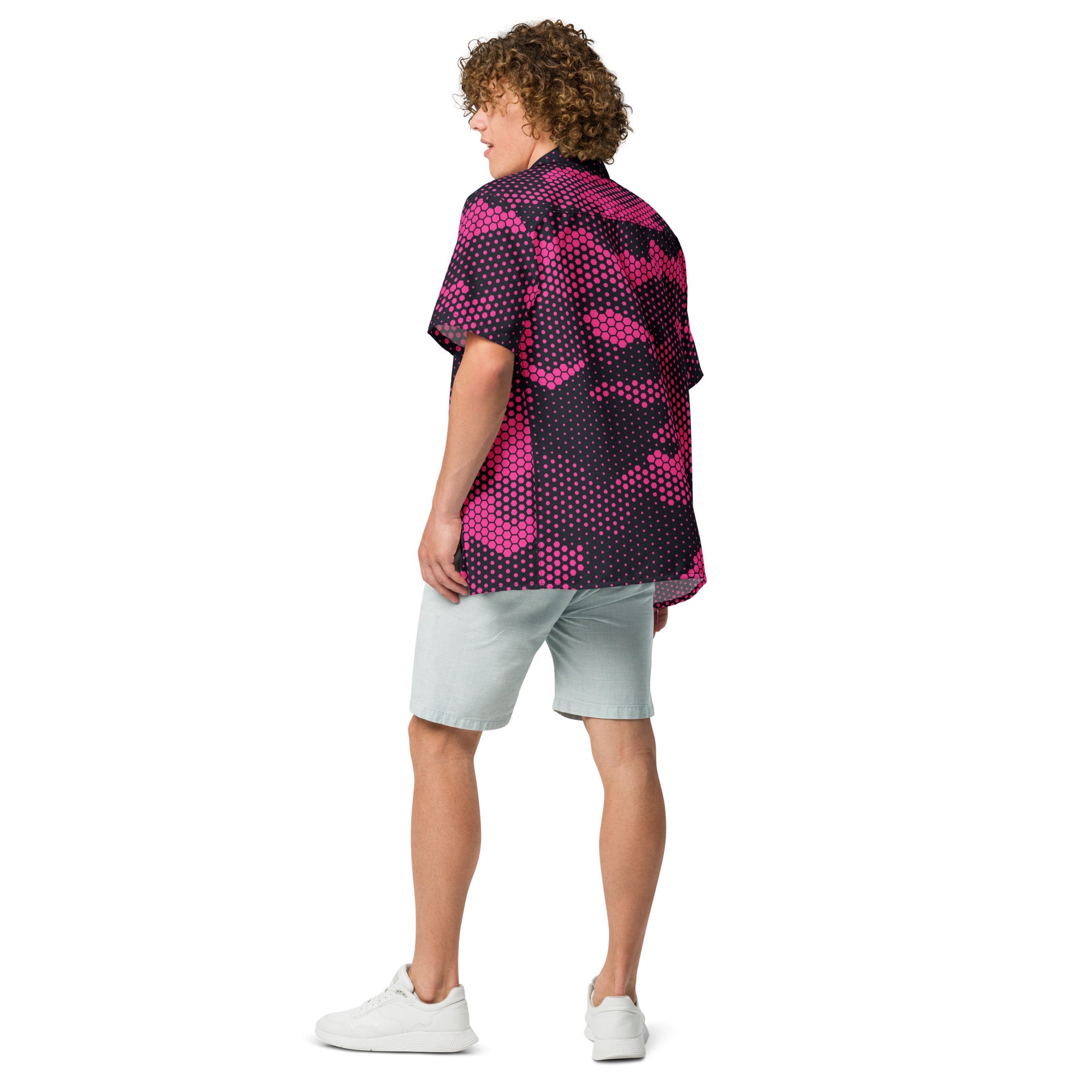 Camo Button Up Shirt | Pink Digital Dotted Camouflage Camo Colors