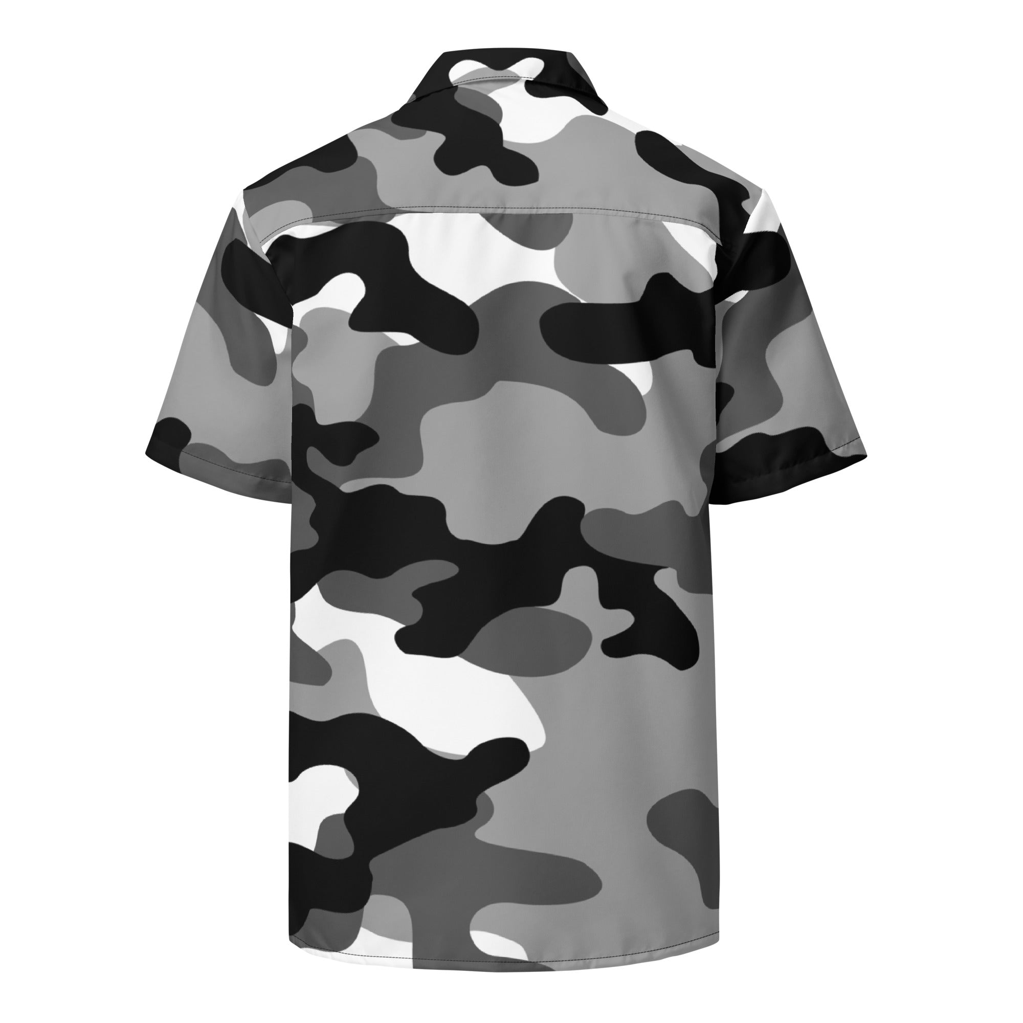 Button Up Shirt | OVERSIZED FIT | Black, White & Gray Camo Camo Colors