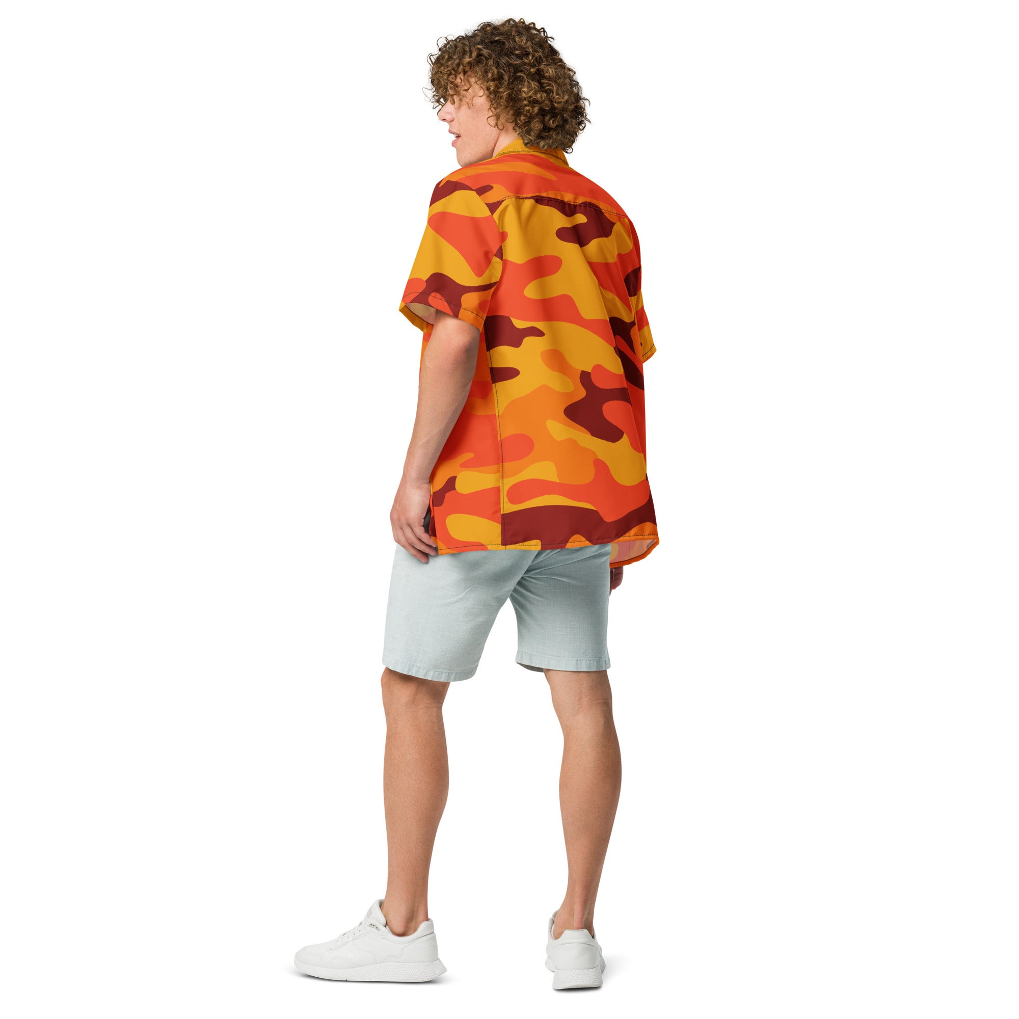 Button Up Shirt | OVERSIZED FIT | Orange & Red Camouflage Camo Colors