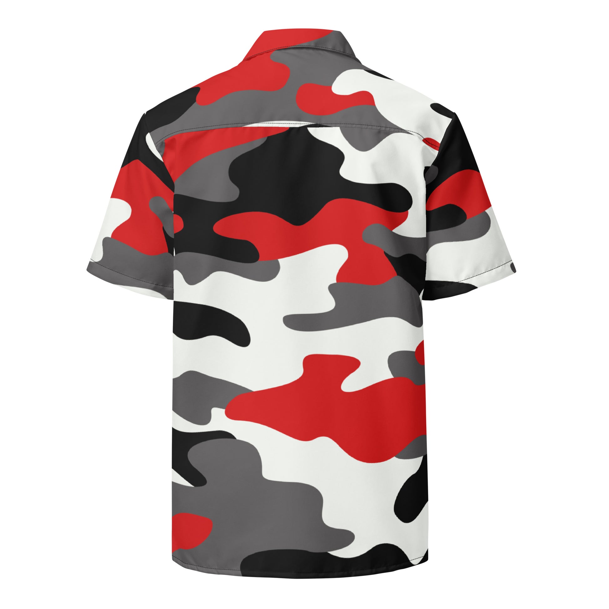 Button Up Shirt | OVERSIZED FIT | Red, Black, and White Camouflage Camo Colors