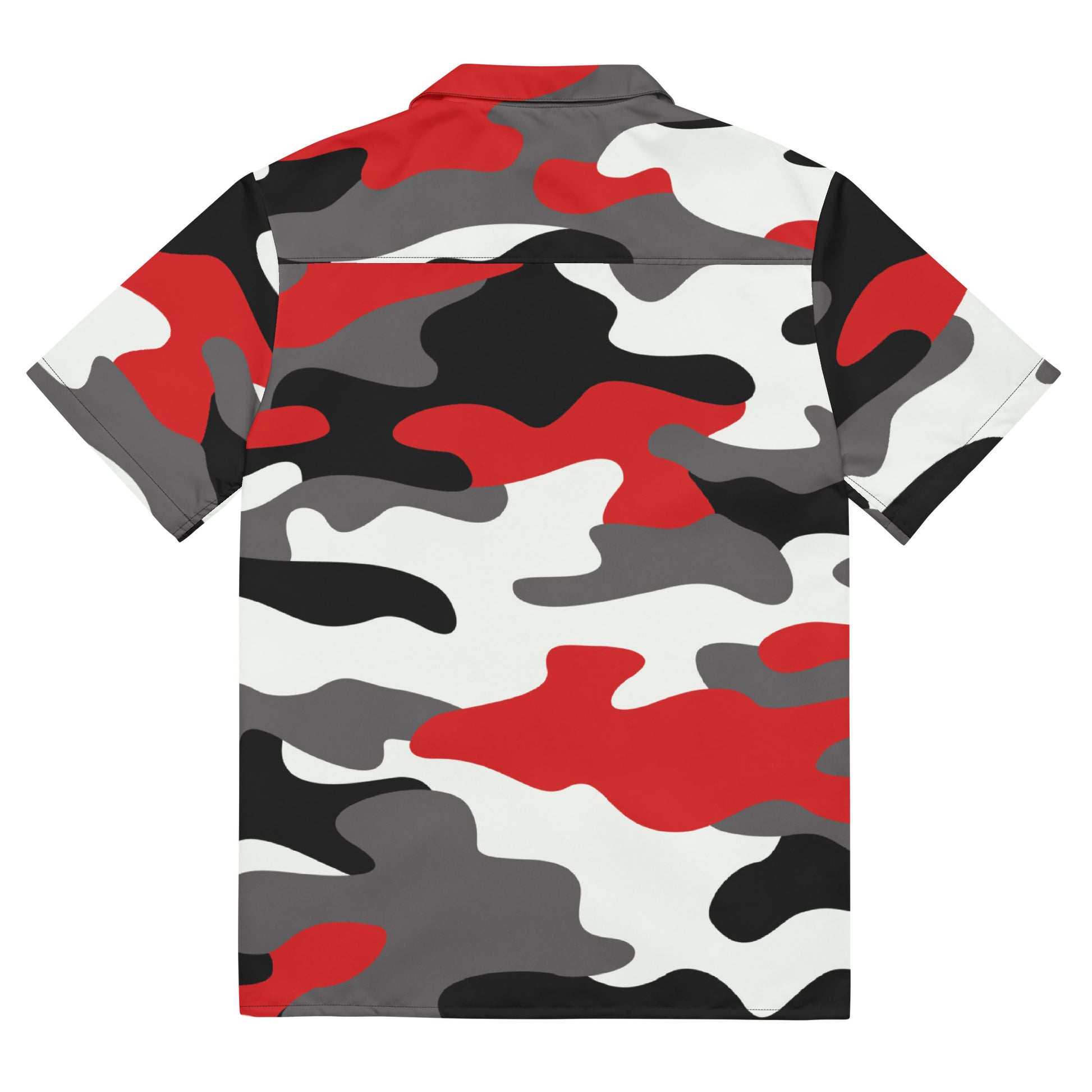 Button Up Shirt | OVERSIZED FIT | Red, Black, and White Camouflage Camo Colors