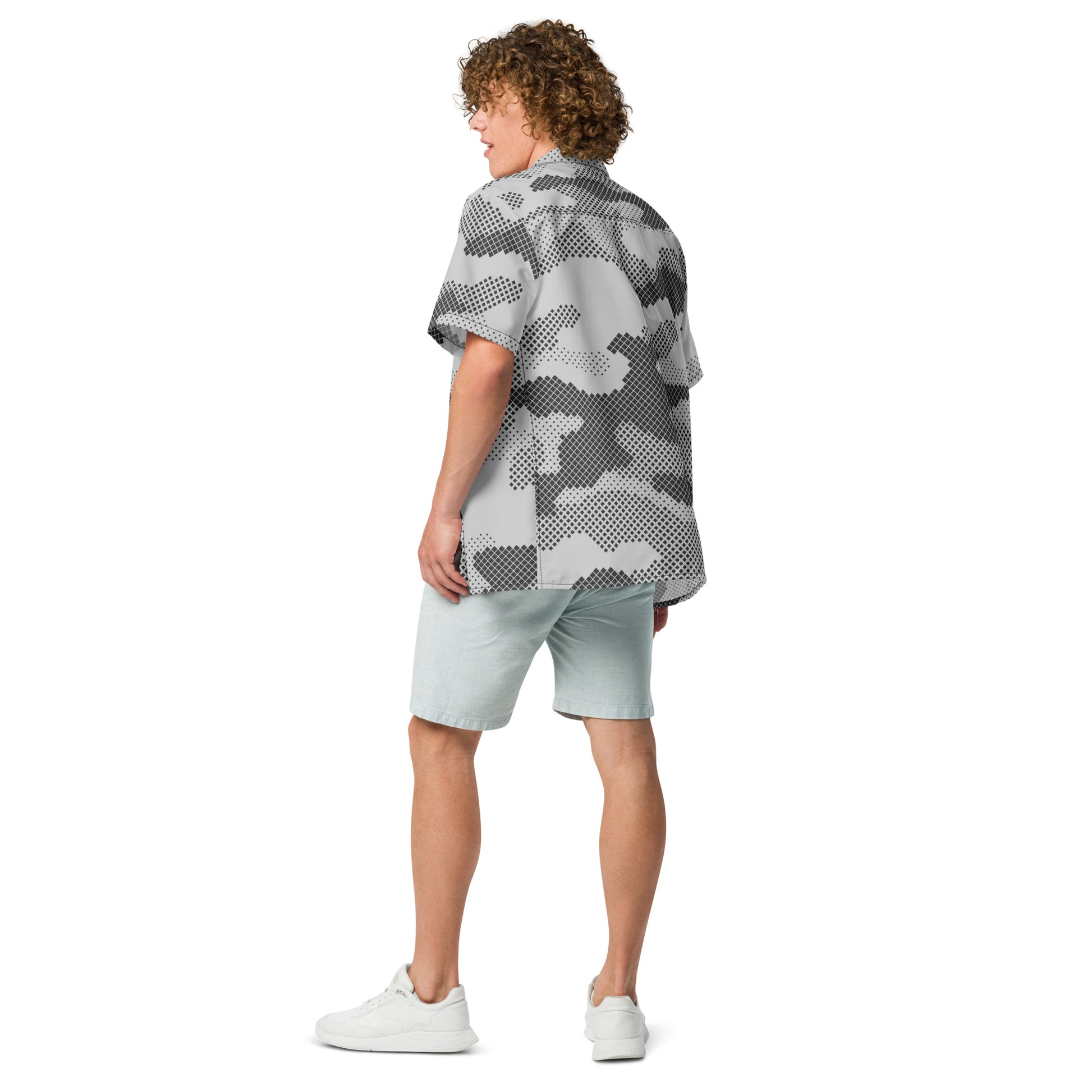 Camo Button Up Shirt | OVERSIZED FIT | Gray Digital Camouflage Camo Colors