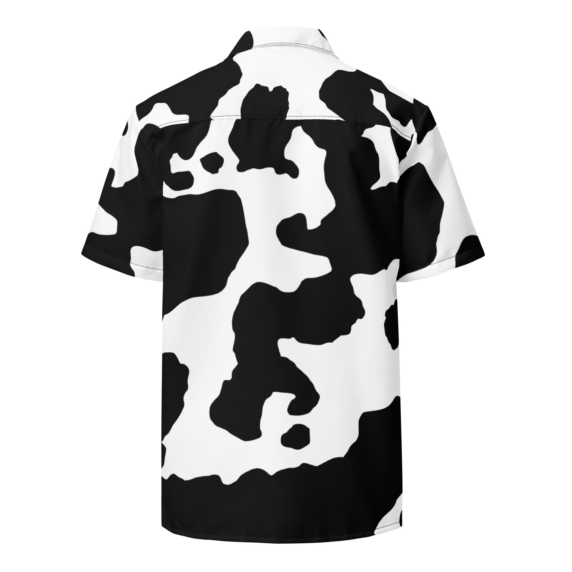 Camo Button Up Shirt | OVERSIZED FIT | Black & White Cow Print Camo Colors