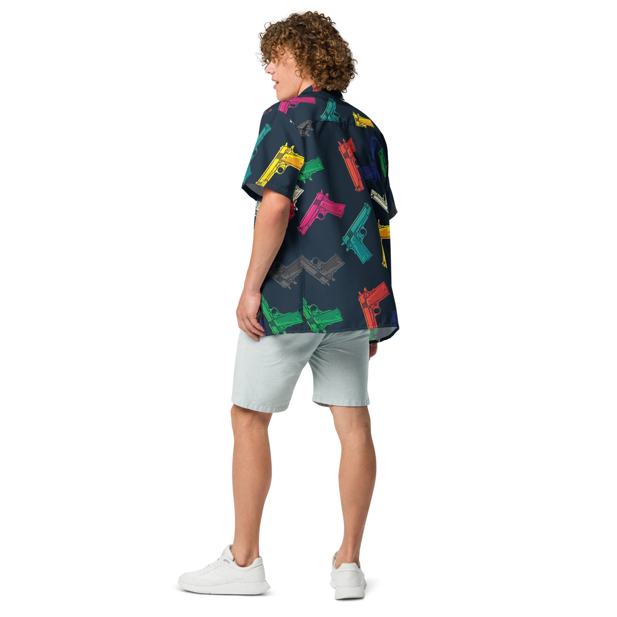 Unisex Button Shirt | Pop Guns in Black | Pop Art Series | Camo Colors