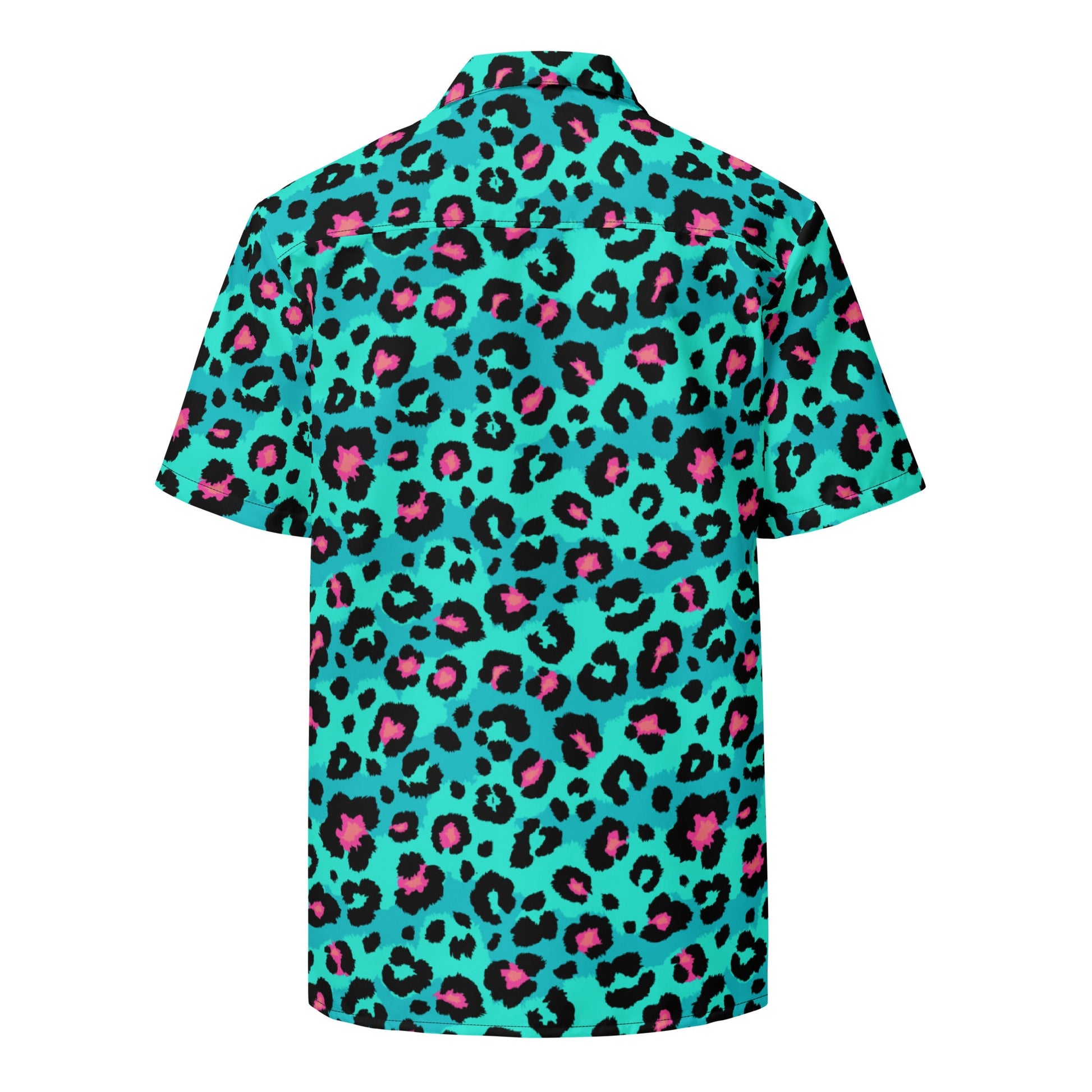 Button Shirt In Turquoise, Candy Pink & Black Leopard Print | Camo Colors